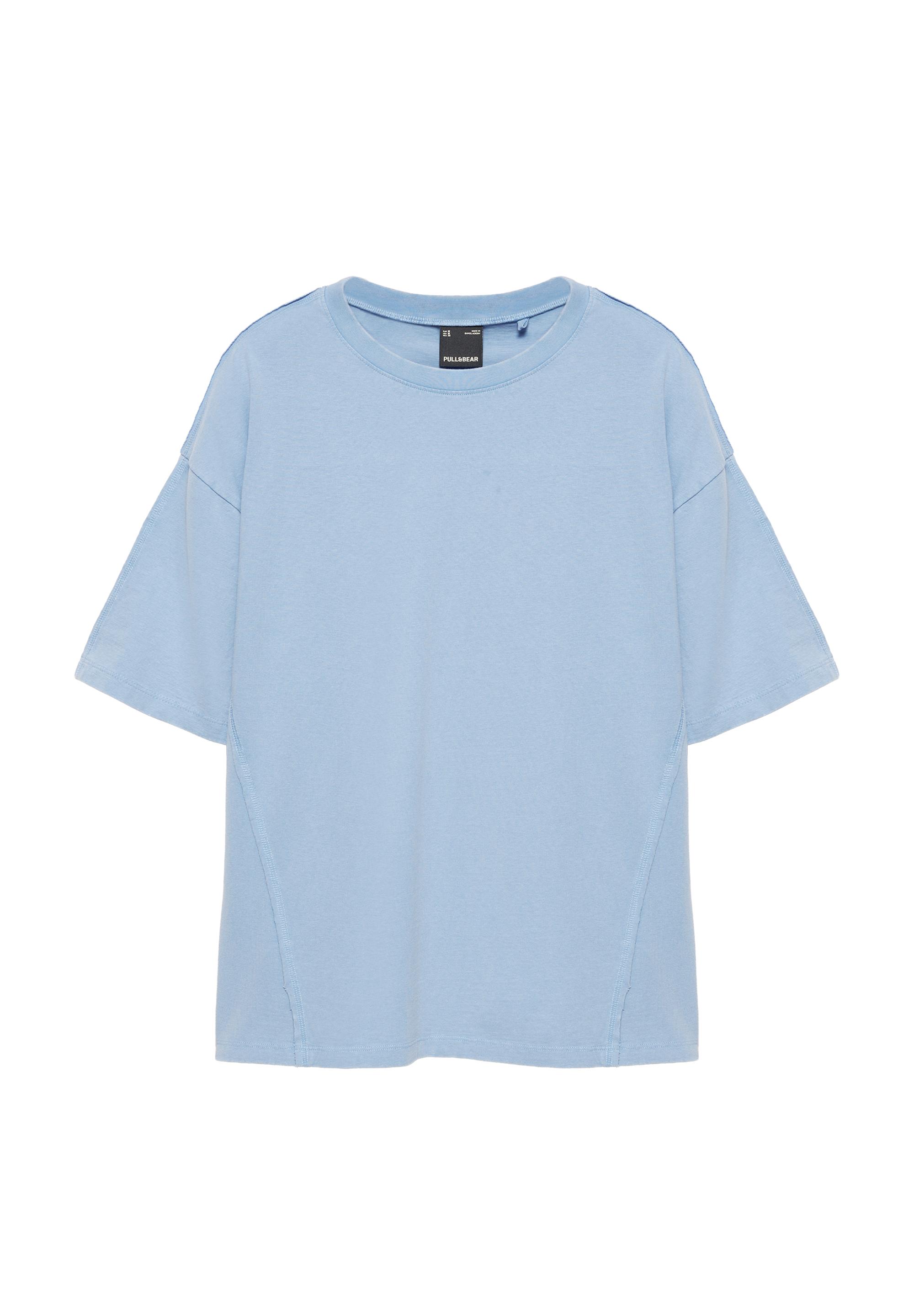 Relaxed fit overlock T-shirt — Medium blue