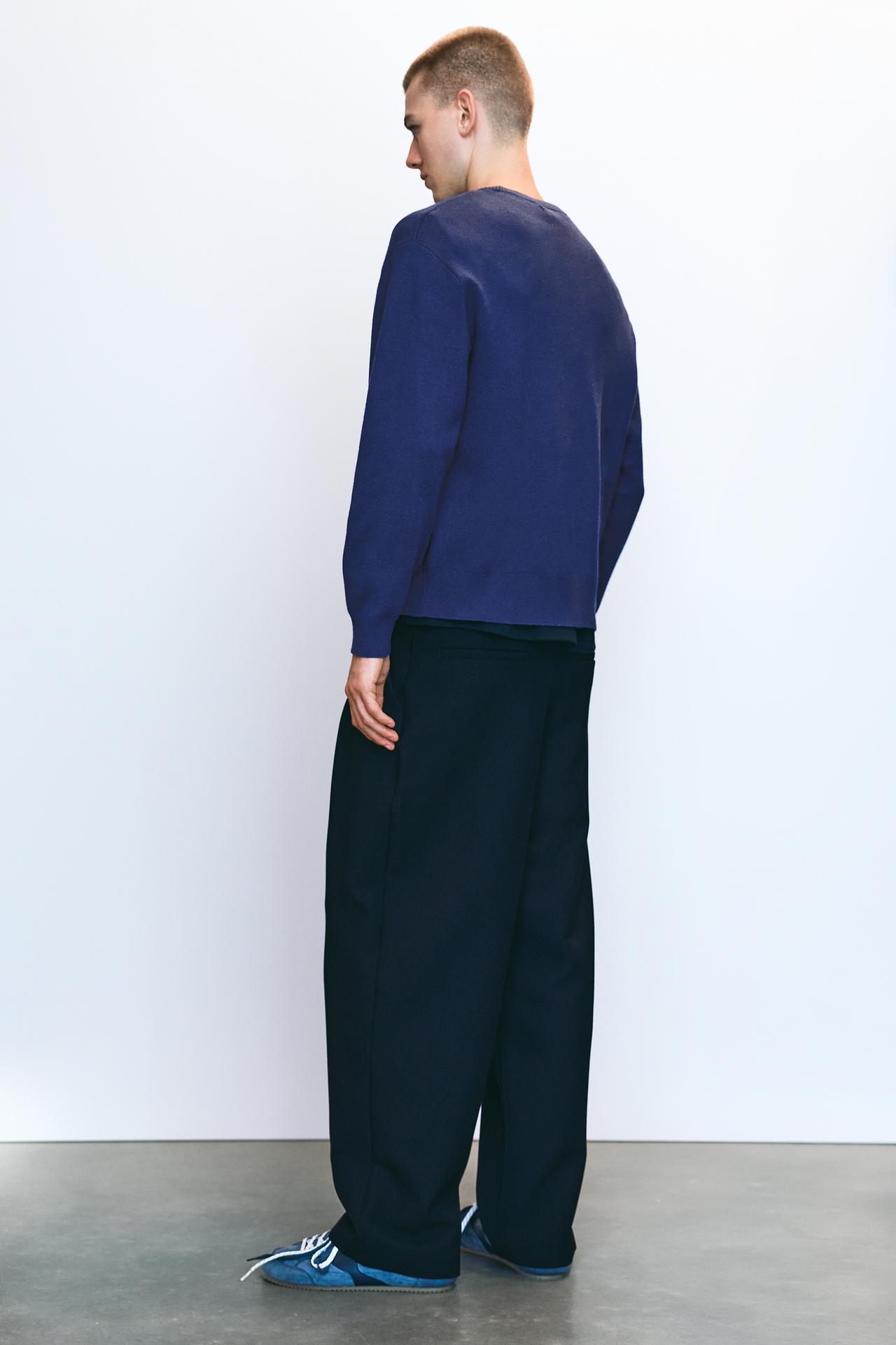 Soft-touch round neck jumper — Indigo