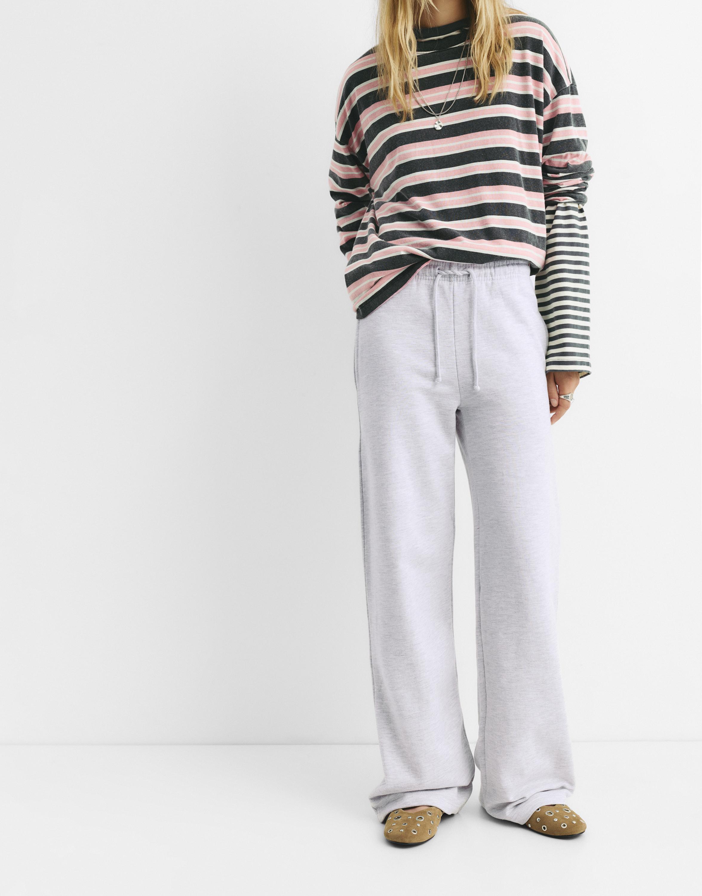 Wide-leg tracksuit bottoms — Grey marl