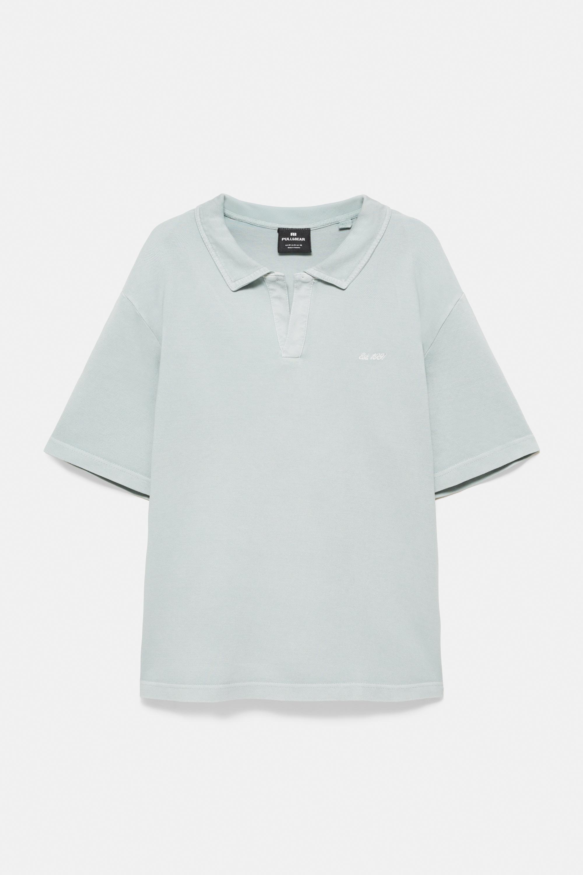 Short sleeve piqué polo shirt — Bluish grey
