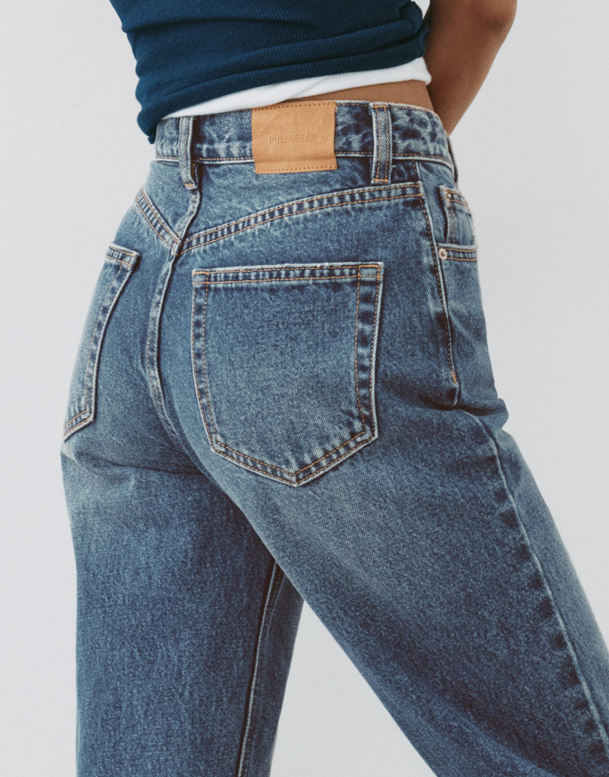 High-waist mom jeans — Dark blue