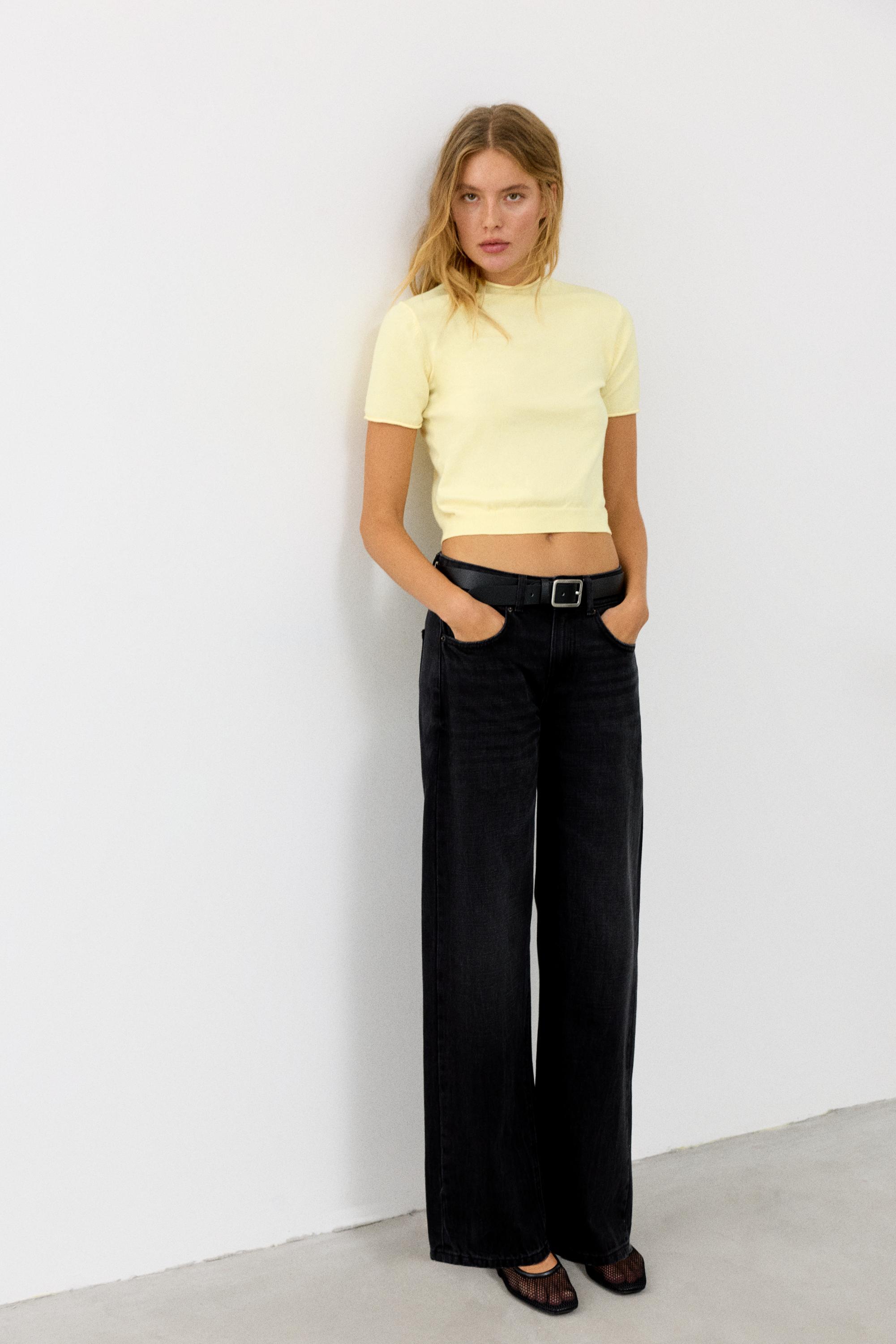 Fine knit short sleeve T-shirt — Yellow