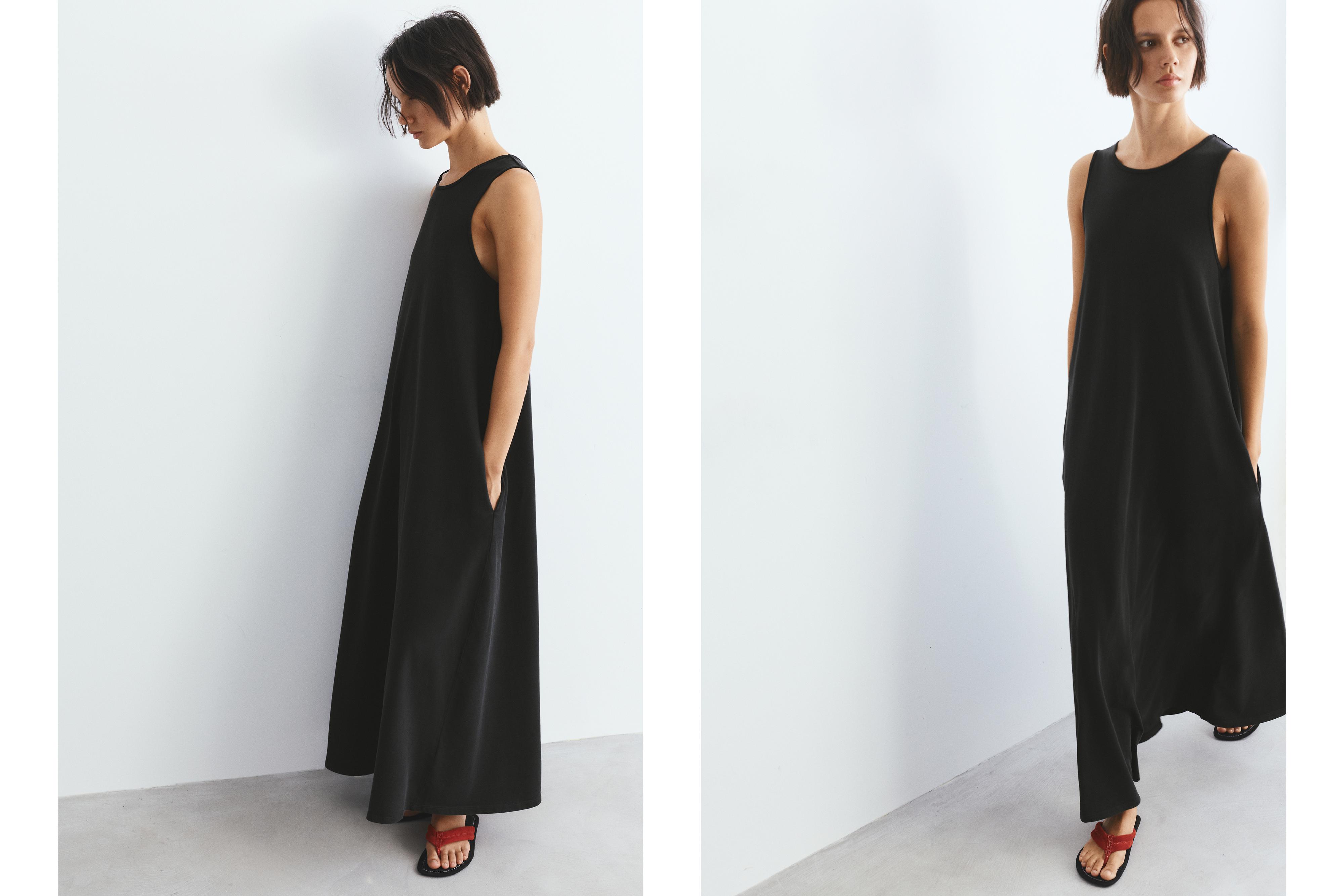 Long sleeveless dress — Anthracite grey