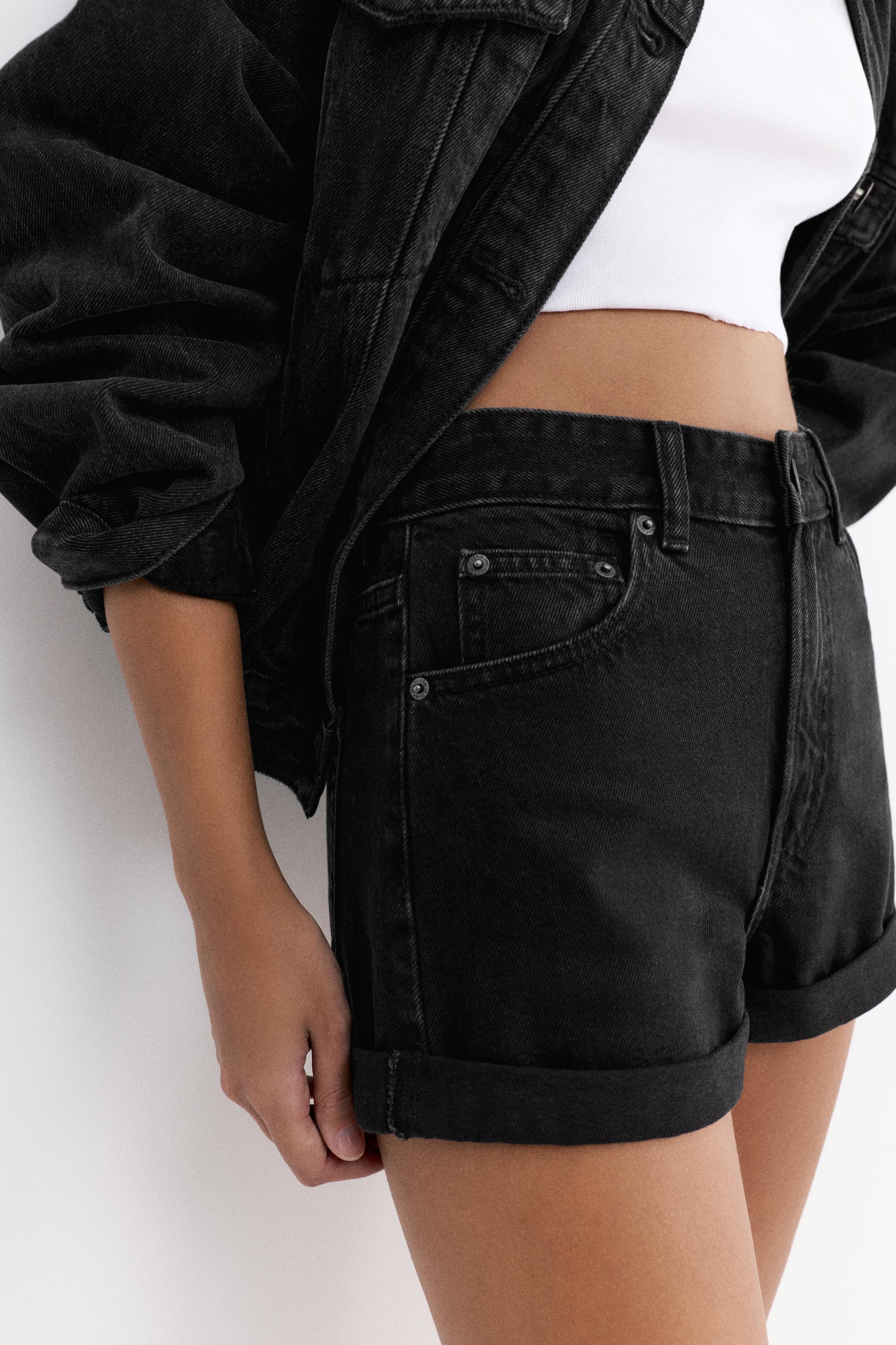 Mom fit paçası kıvrık denim şort - Görsel 95