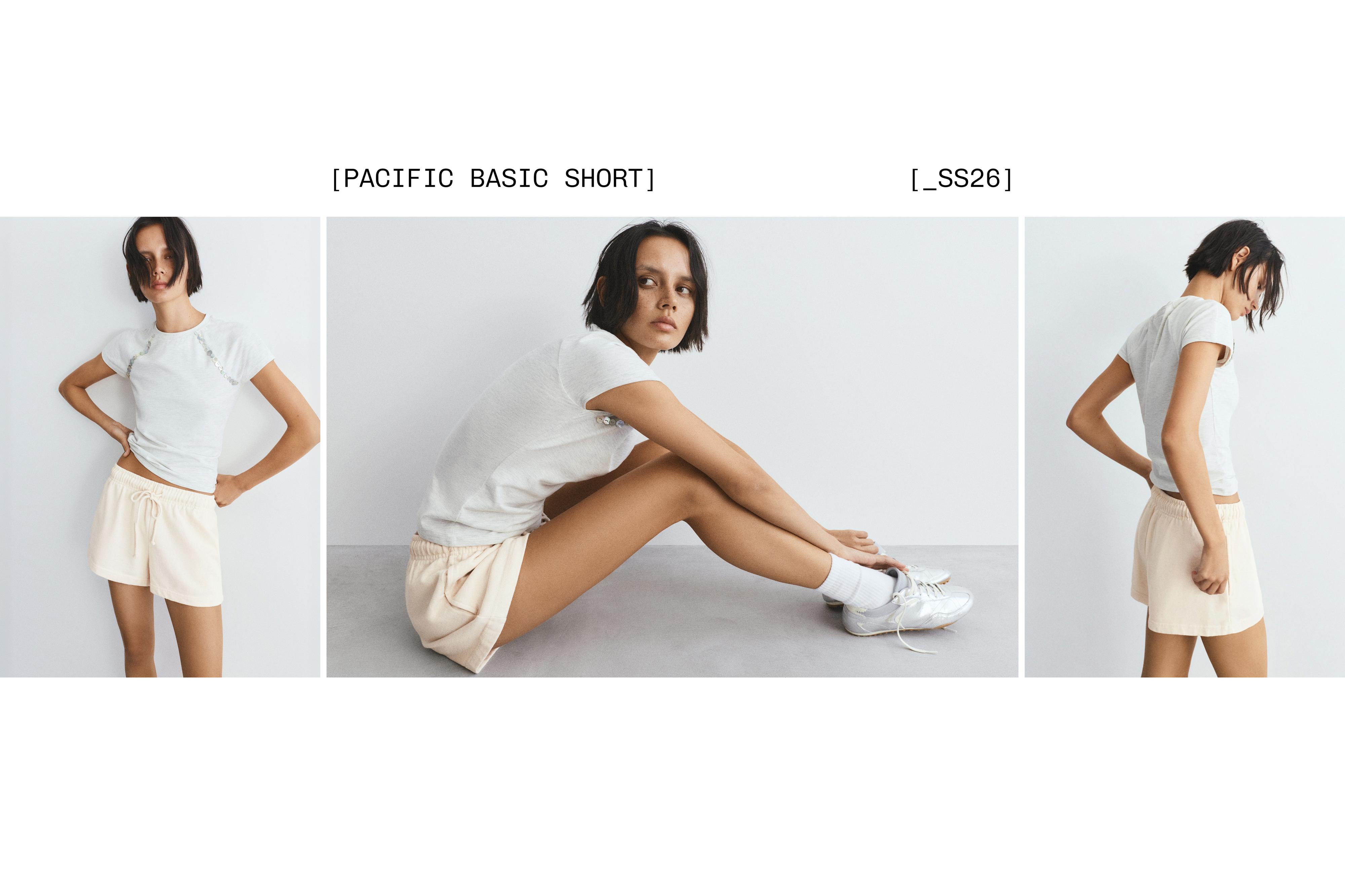 Sports shorts with elastic waist — Ecru