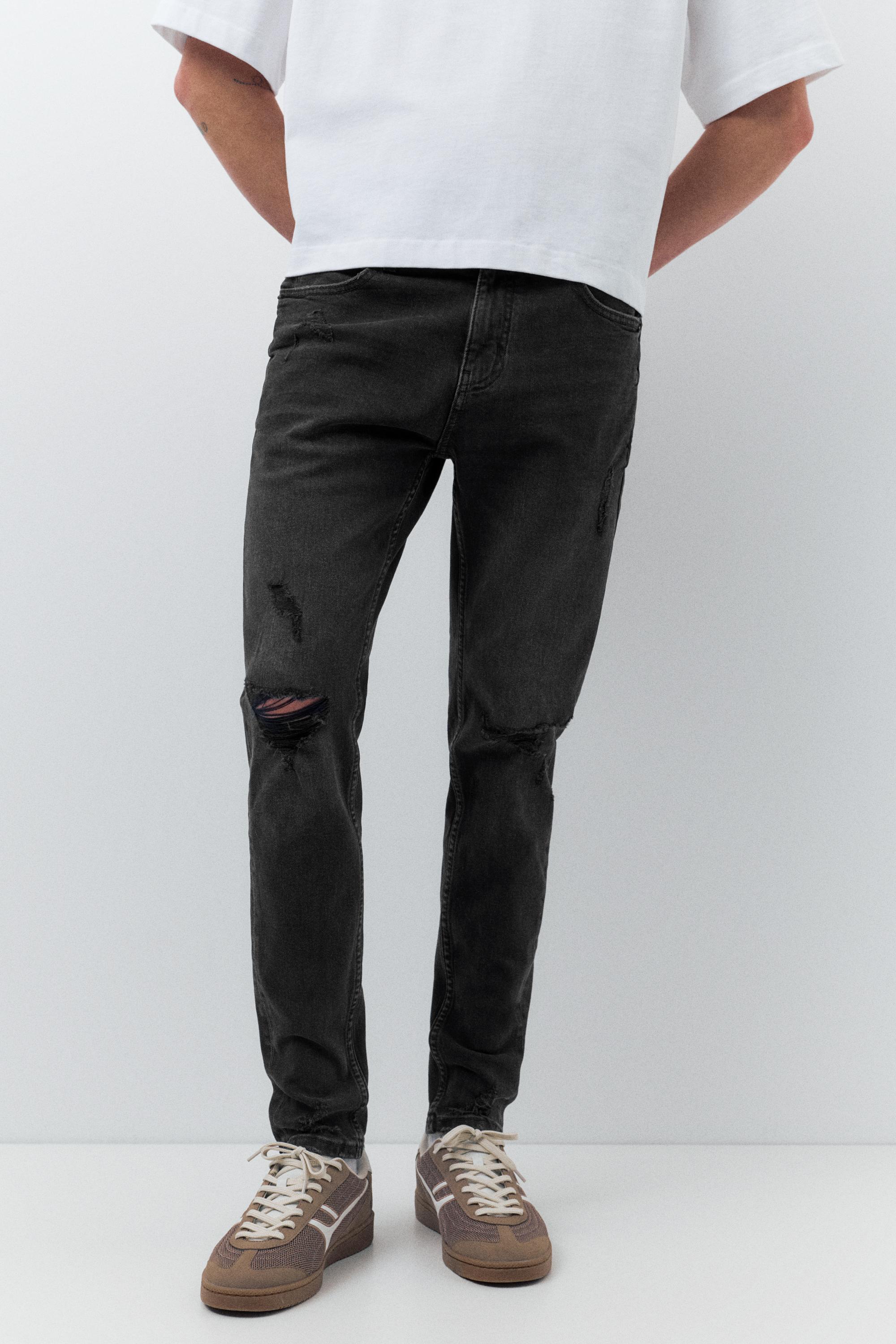 Ripped skinny jeans — Faded black
