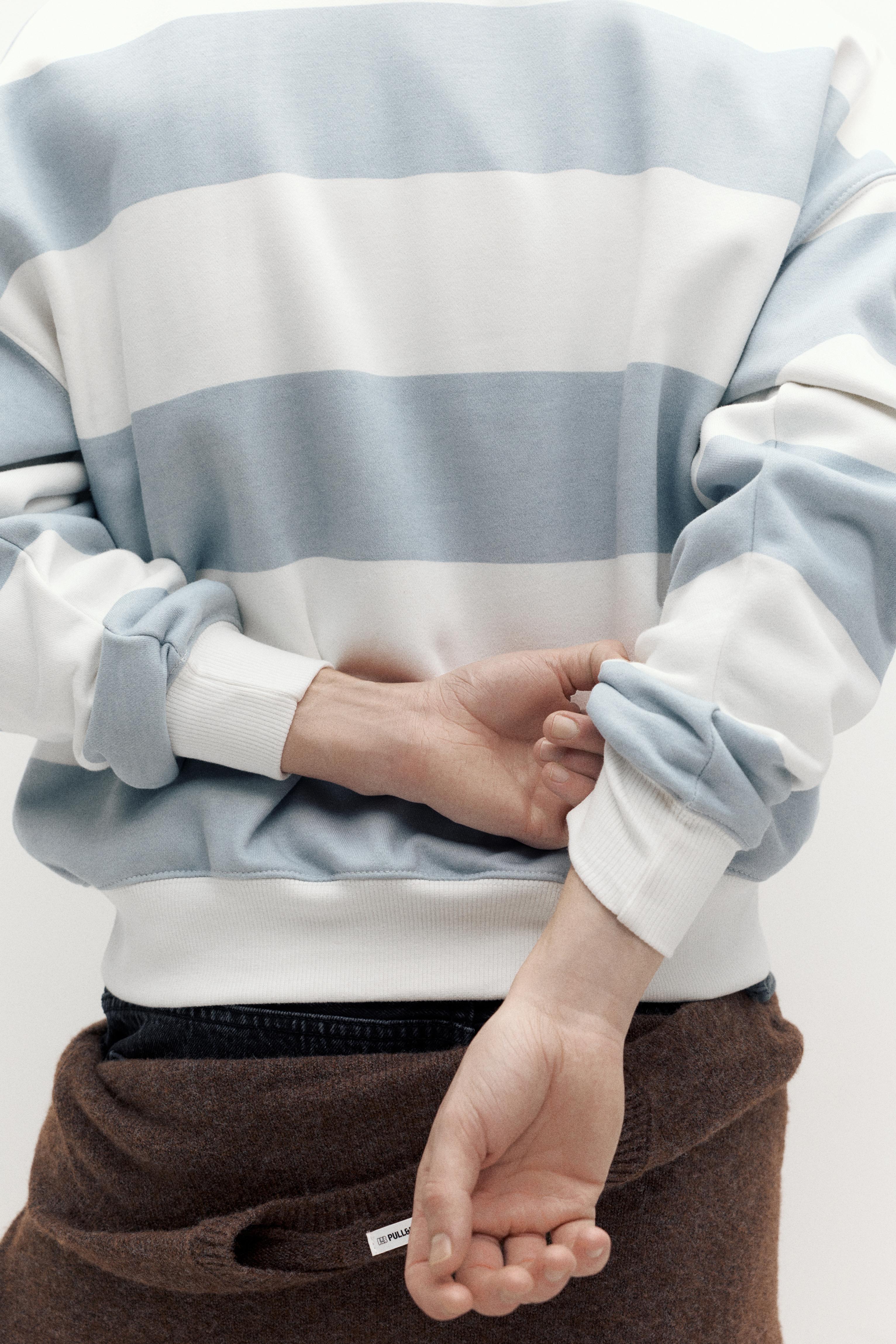 Bisiklet yaka çizgili sweatshirt - Görsel 13