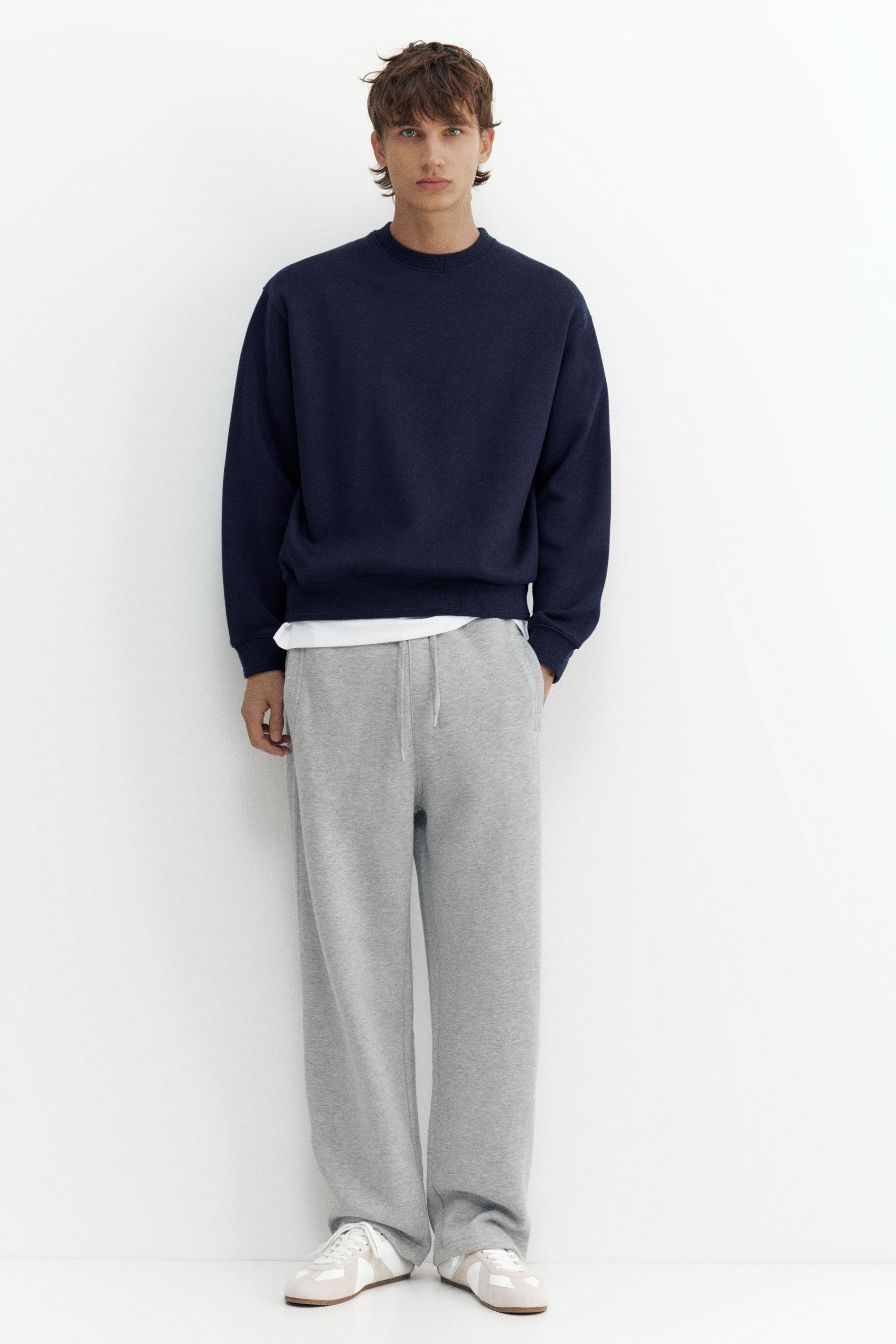 Basic baggy tracksuit bottoms — Grey marl