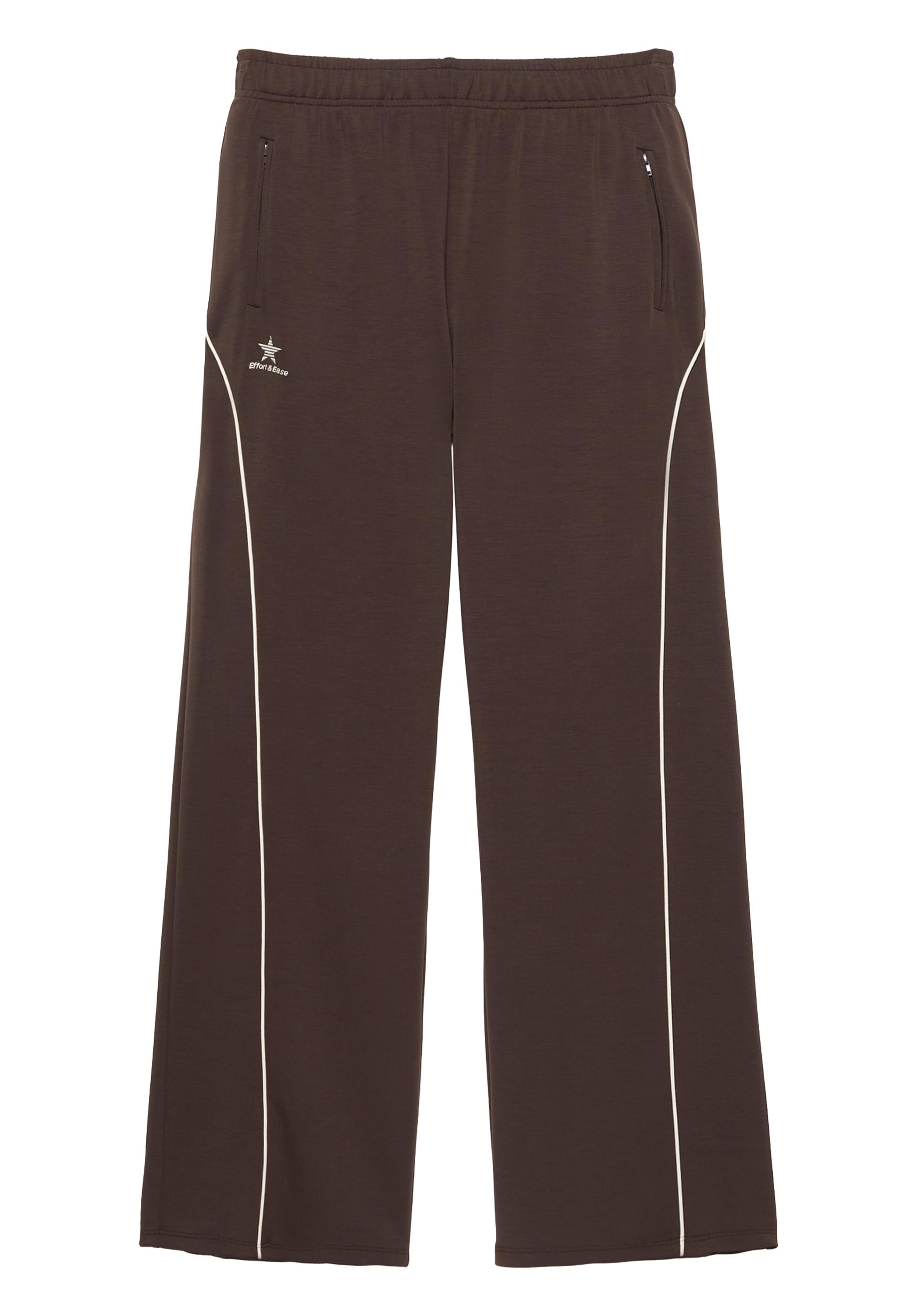 Flowy joggers with piping — Brown