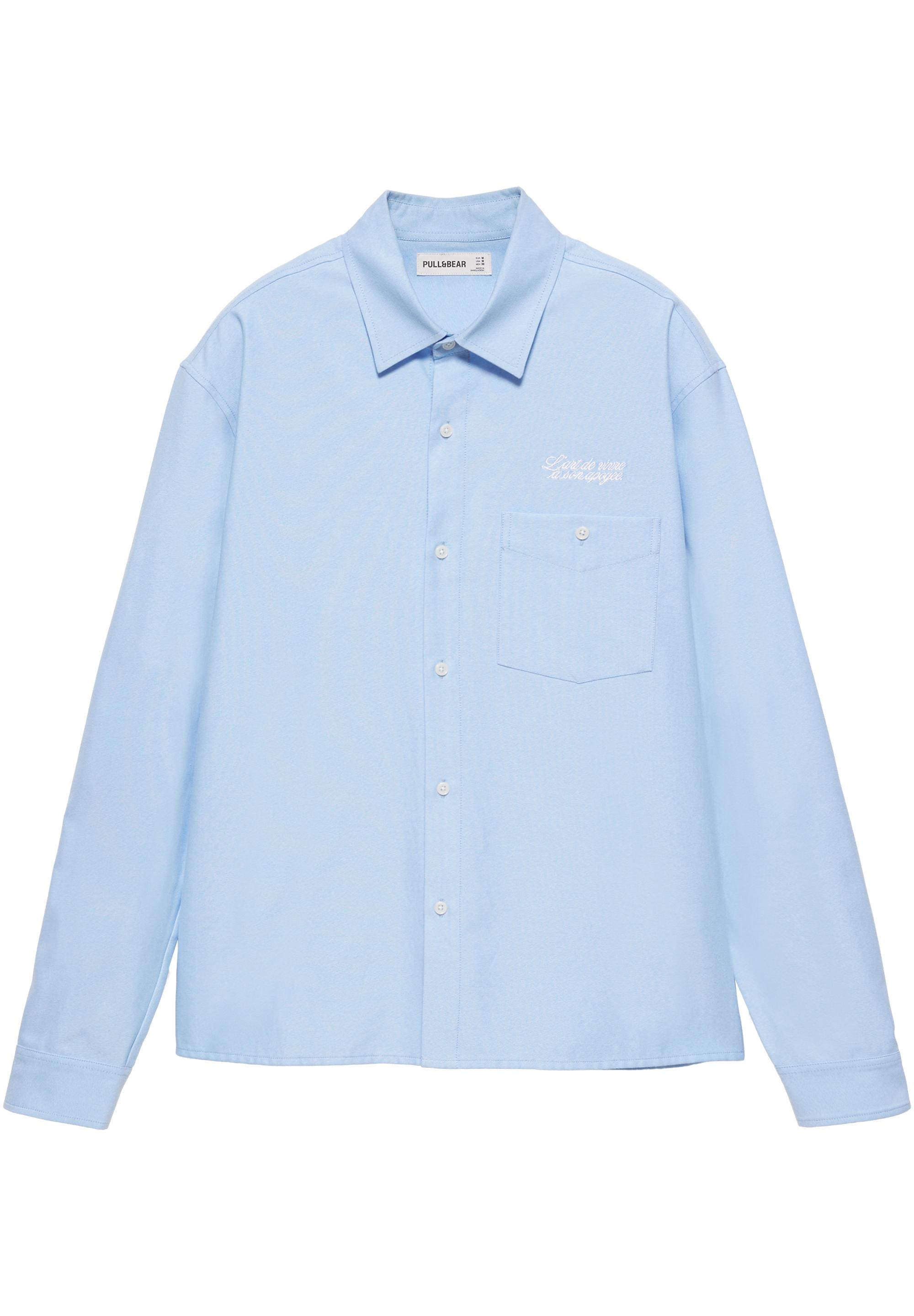 Embroidered long sleeve shirt — Pale blue (alternate view)