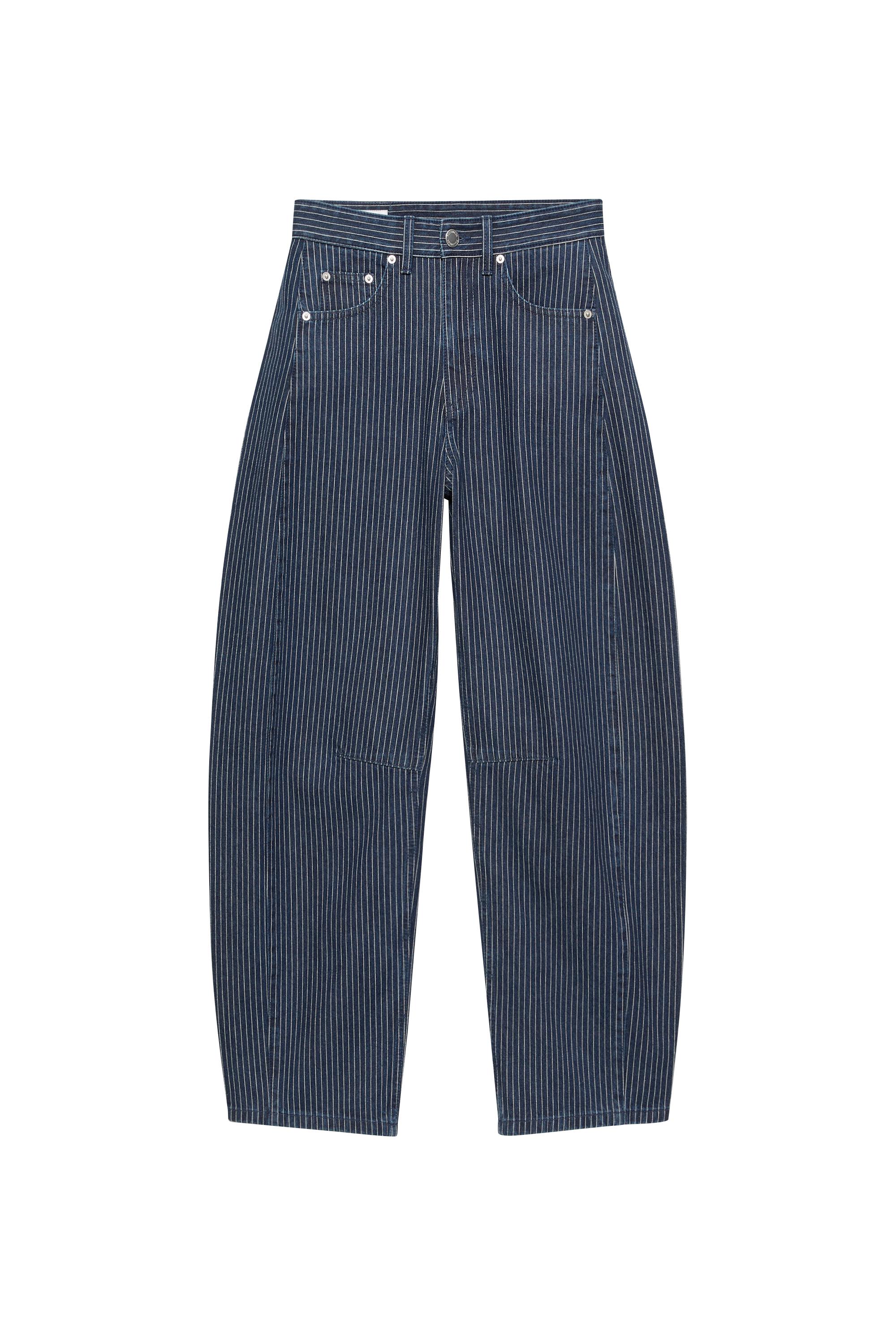 Pull&Bear Dikişli çizgili balon jean görsel 5