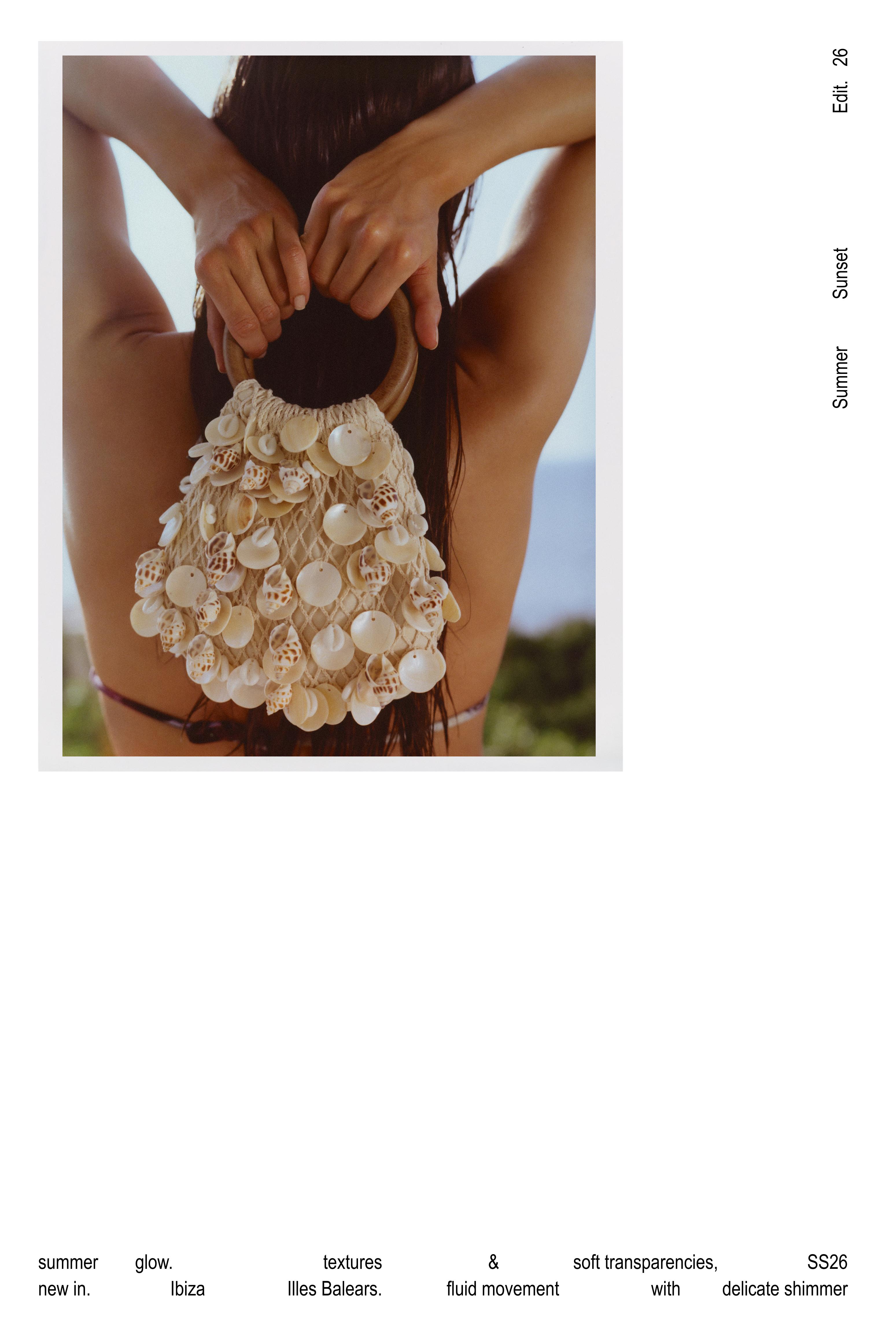 Beaded handbag — Ecru