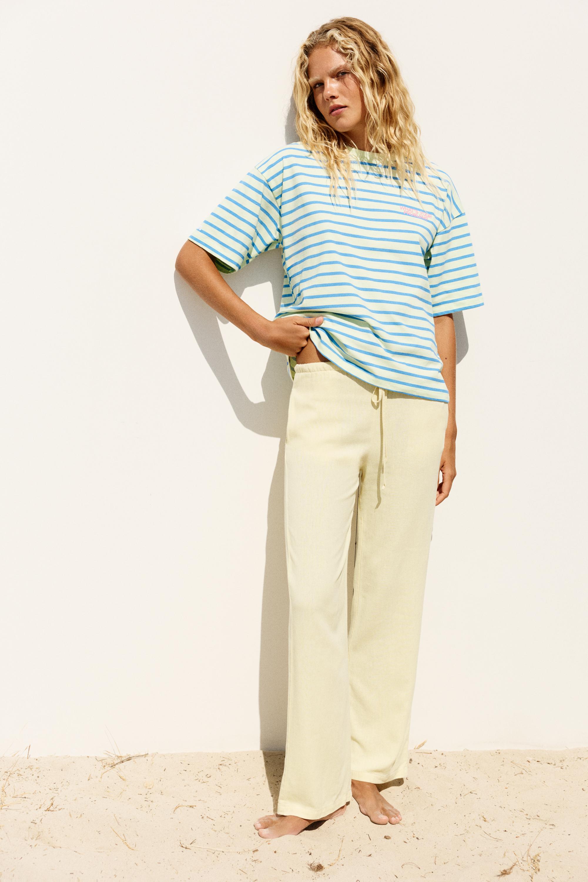 Linen blend joggers — Yellow