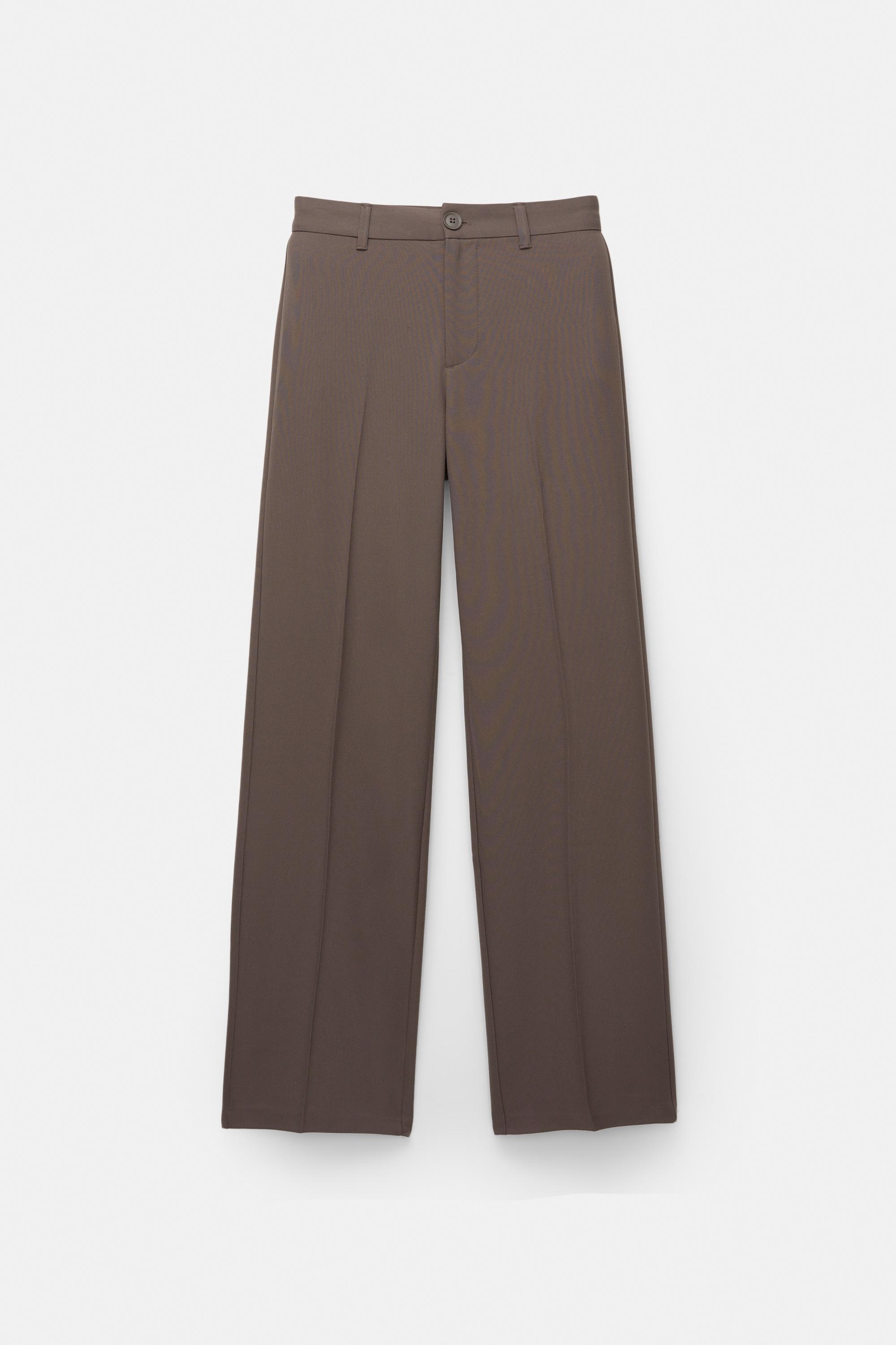 Smart high-waist straight-leg trousers — Dark brown