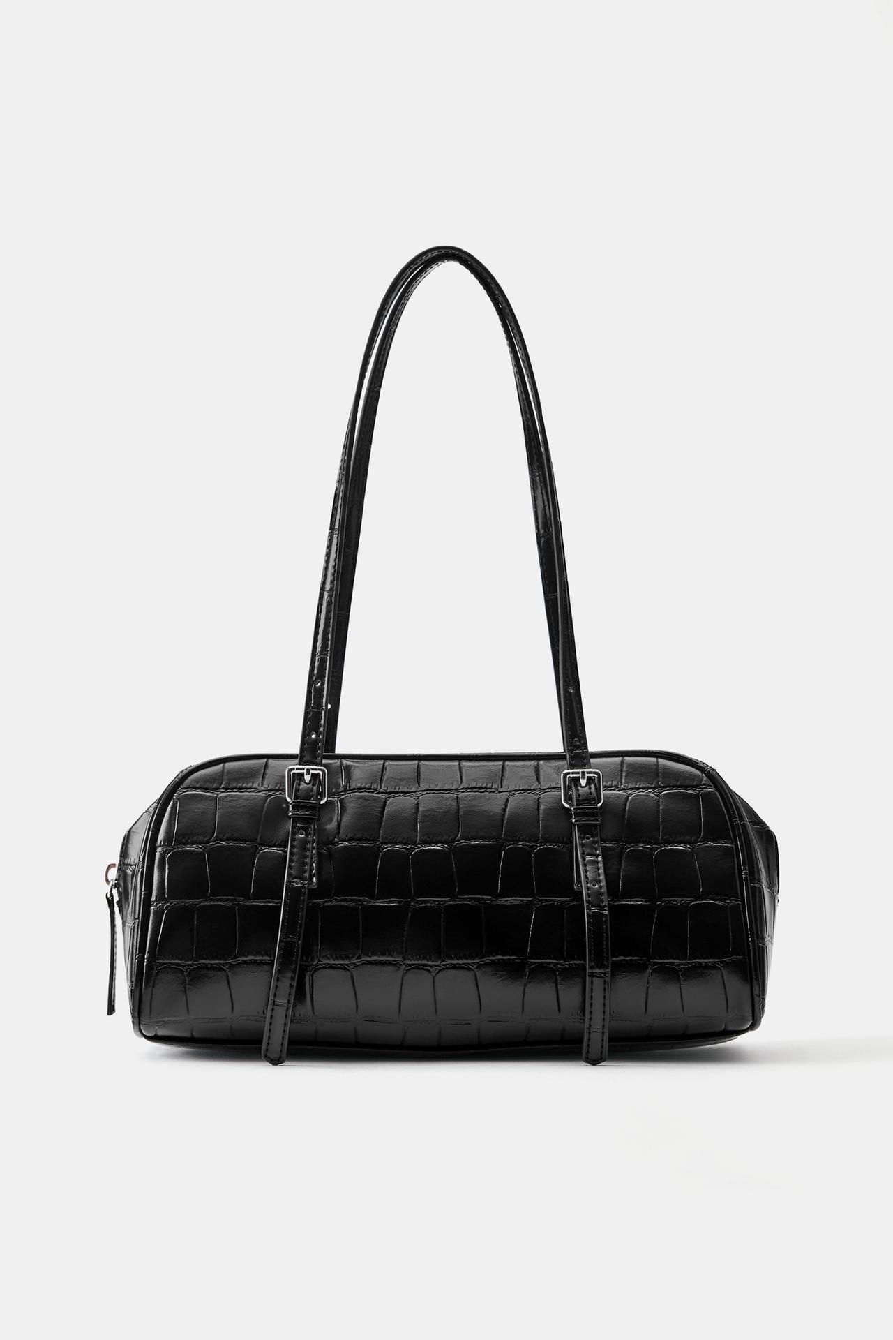 Textured shoulder bag — Black