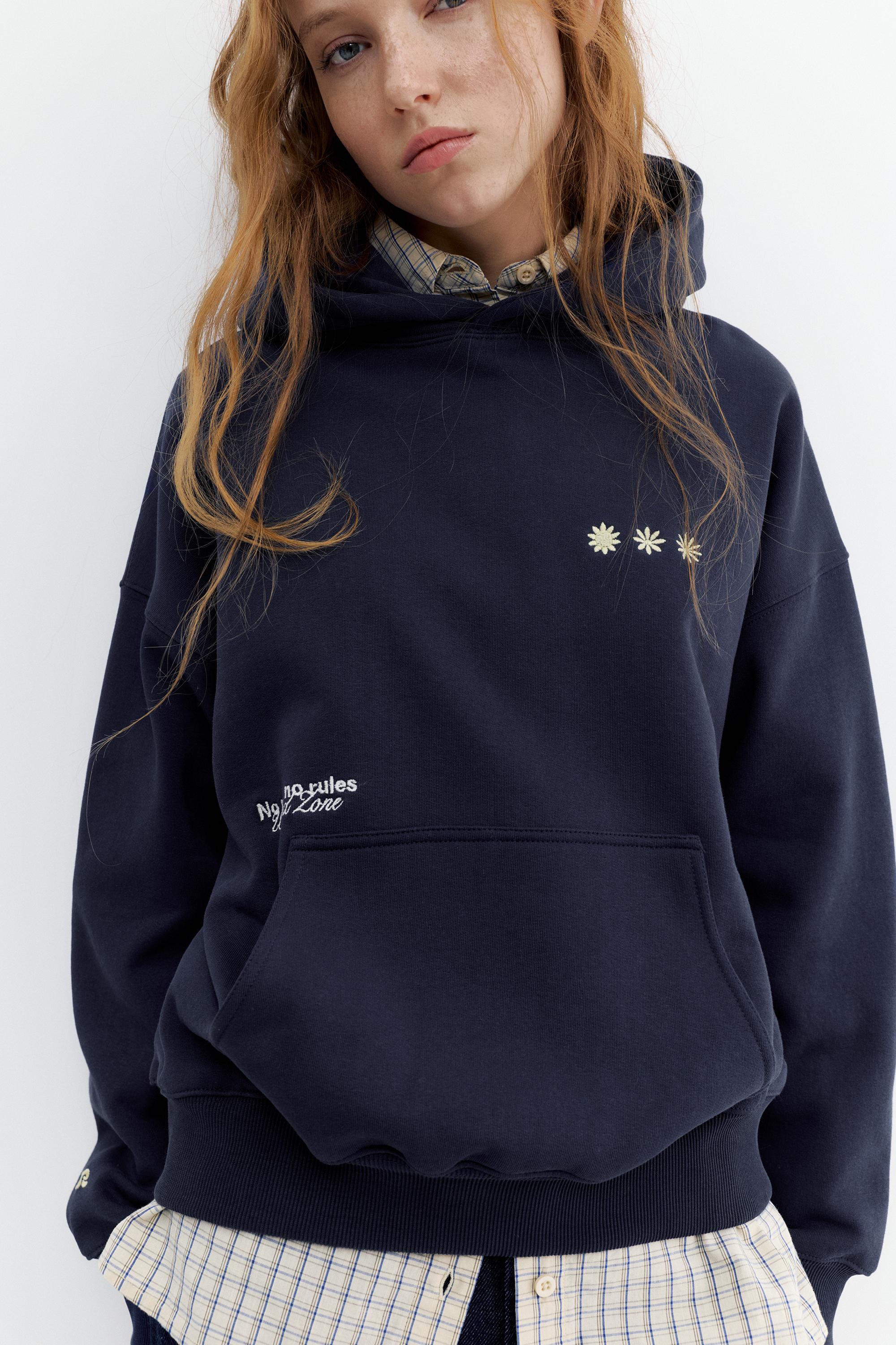 Sweatshirt Mit Besticktem Grafik-Kapuzenpullover