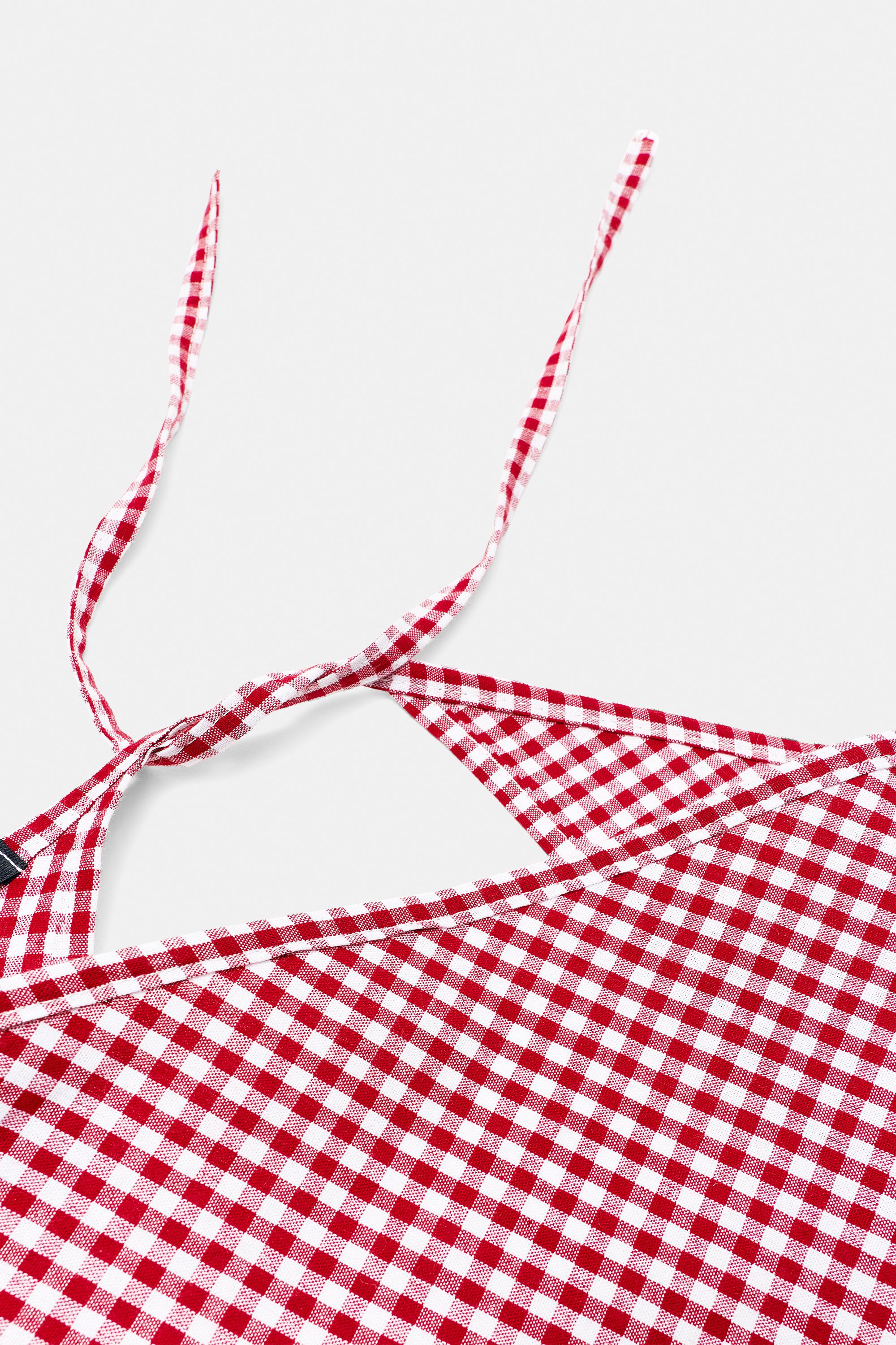 Gingham check bandanna scarf — Red