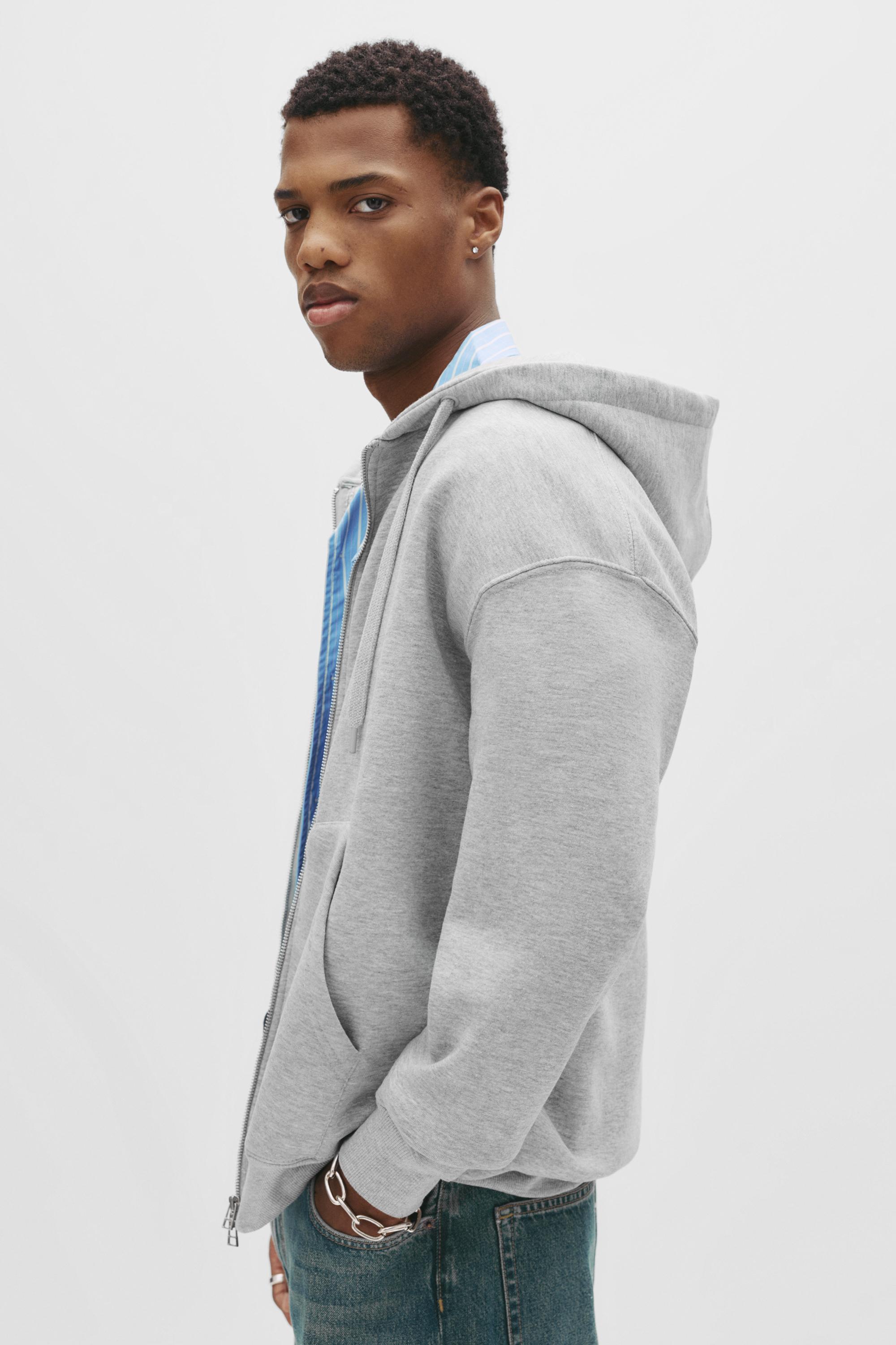 Basic kapüşonlu fermuarlı sweatshirt - Görsel 20