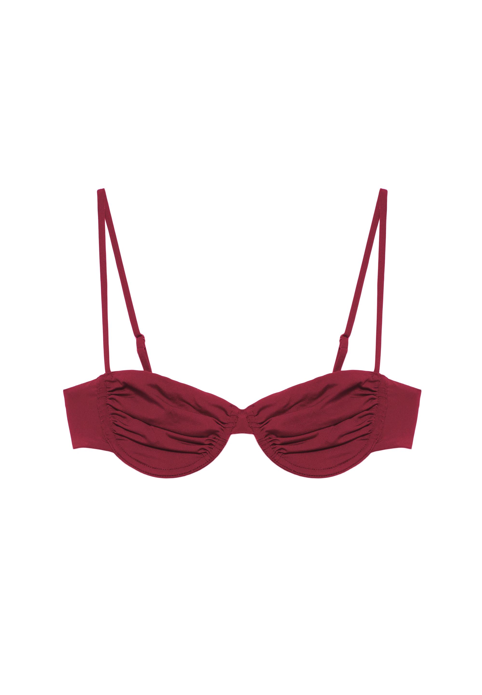 Drape detaylı balkonet bikini üstü - Görsel 12