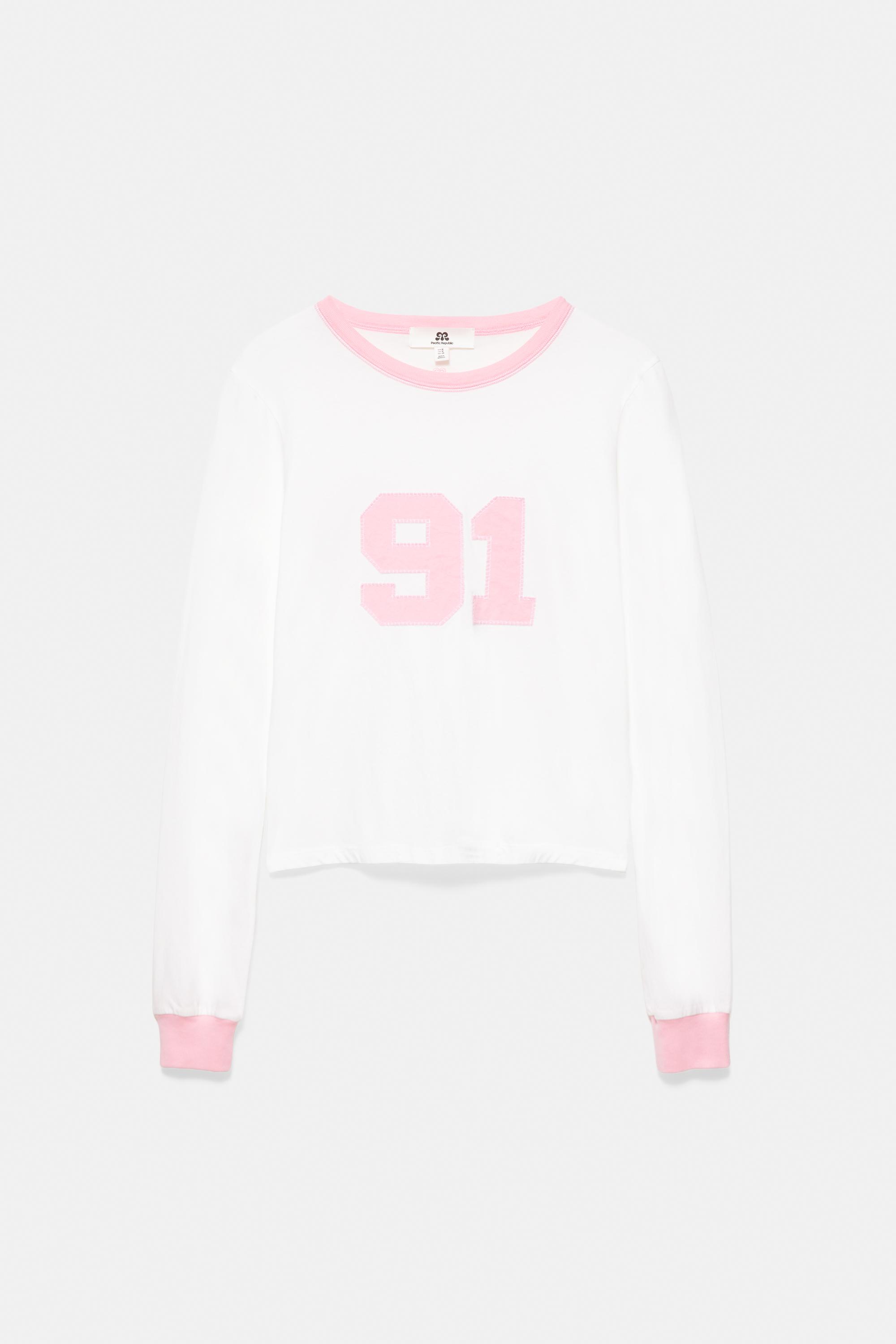 '91' graphic cropped T-shirt — Ice