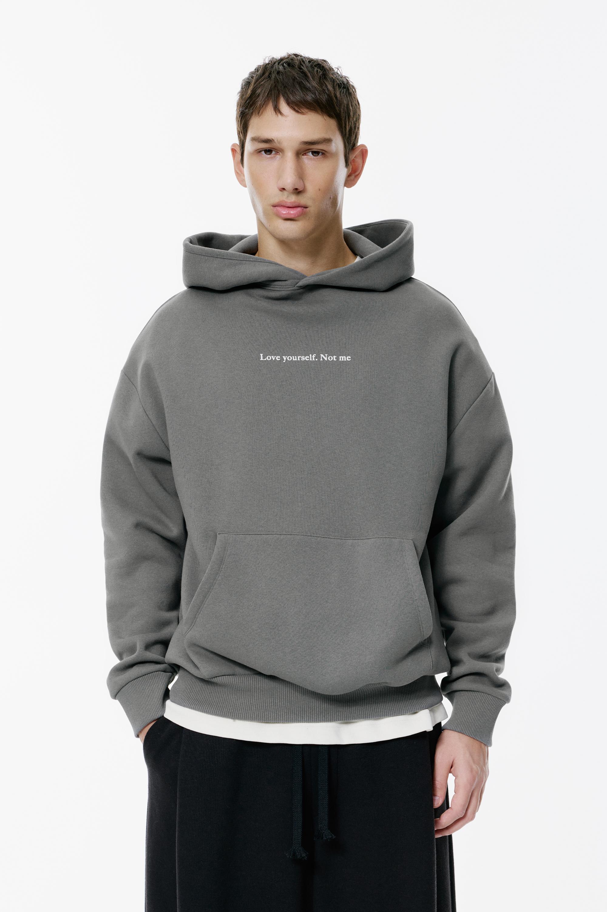 Grey slogan hoodie - pull&bear