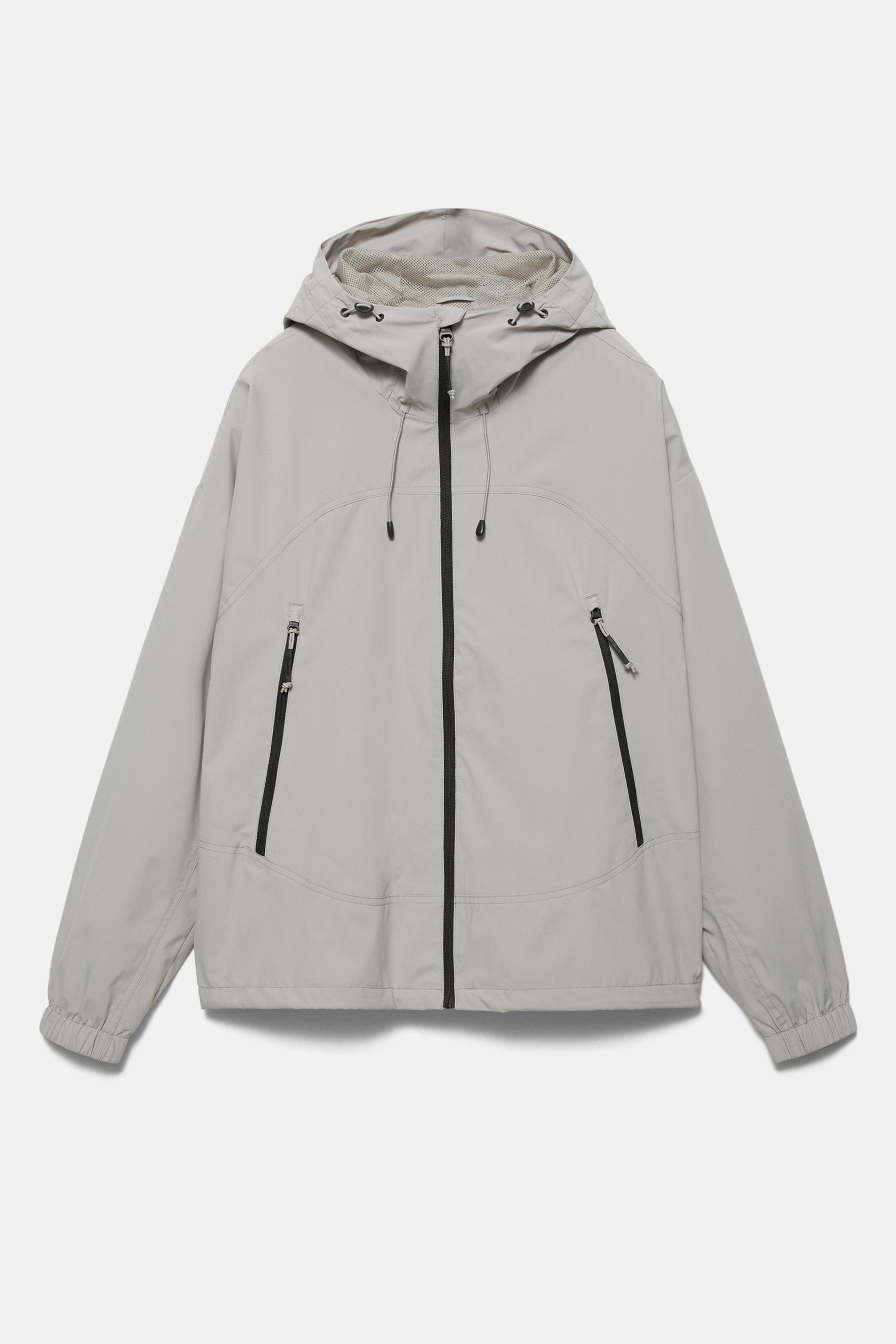 Lightweight hooded raincoat — Pale marl