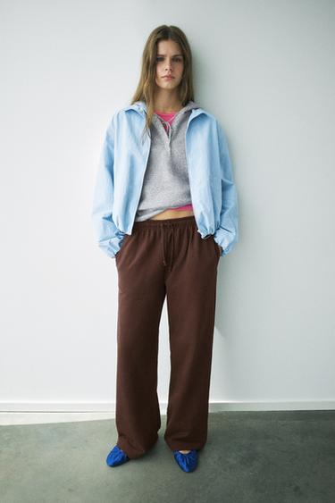 Wide-leg jogger trousers — Brown 1