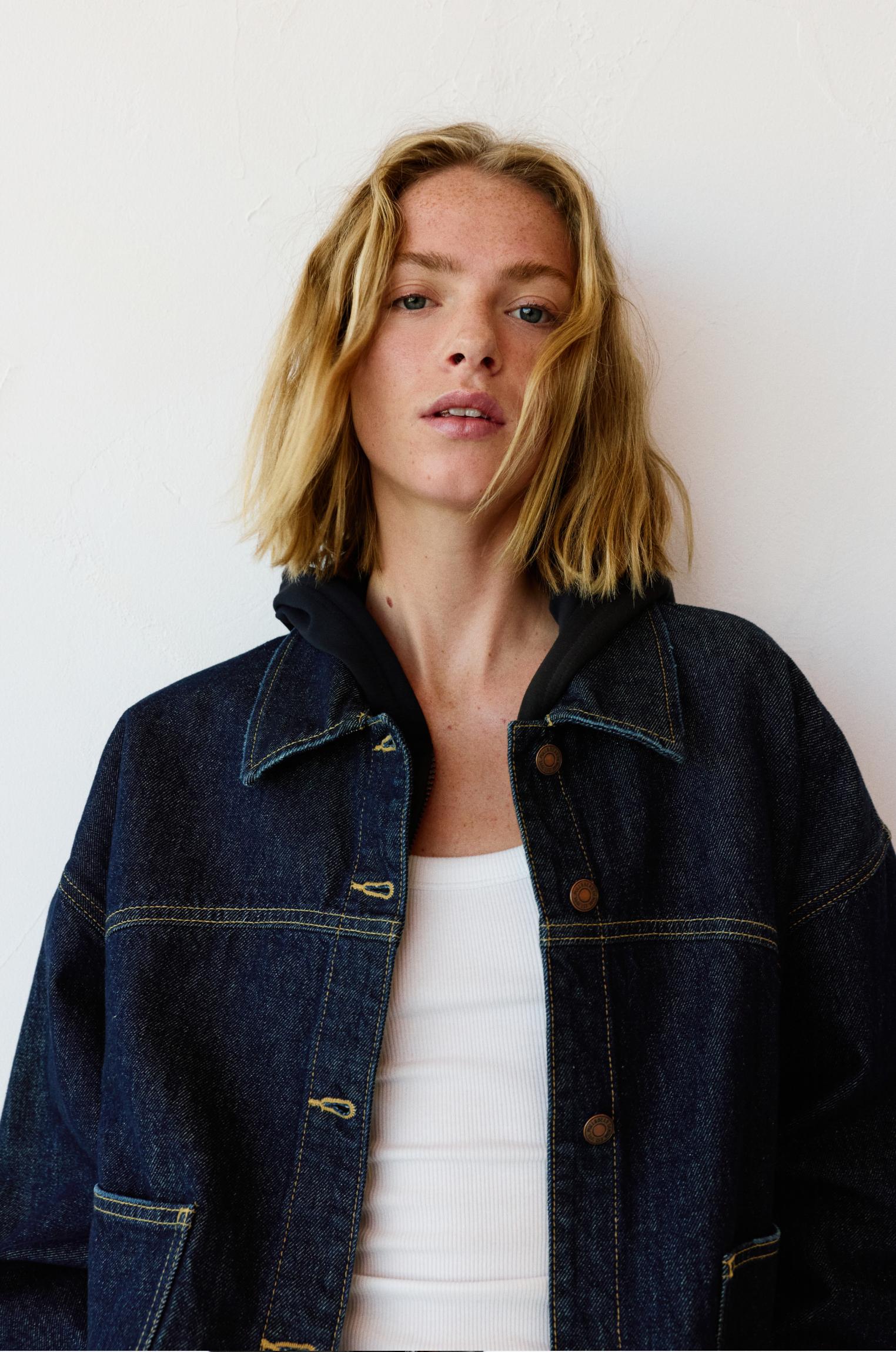 Boxy kesim denim ince ceket - Görsel 53