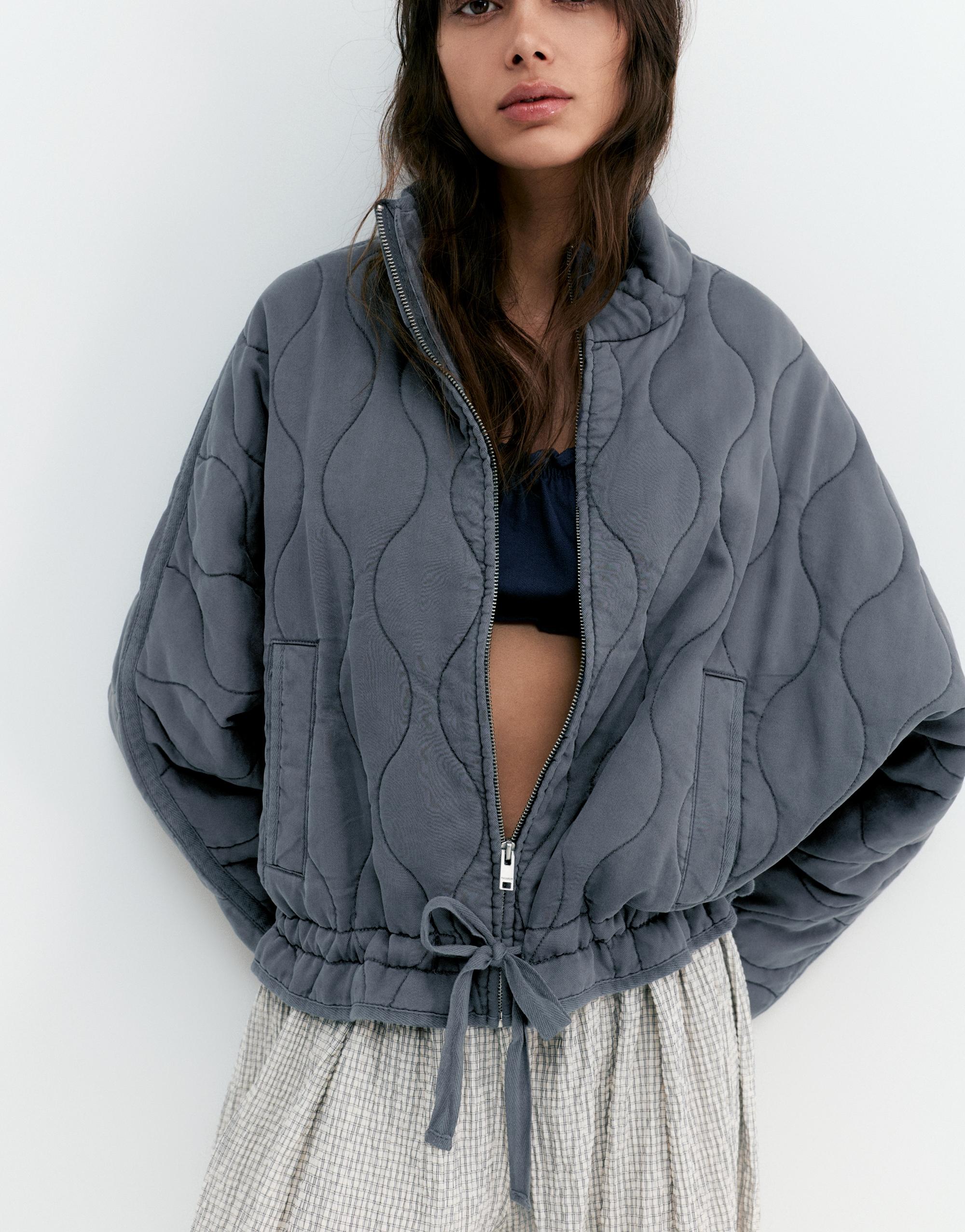 Dik yaka şişme mont - Görsel 18