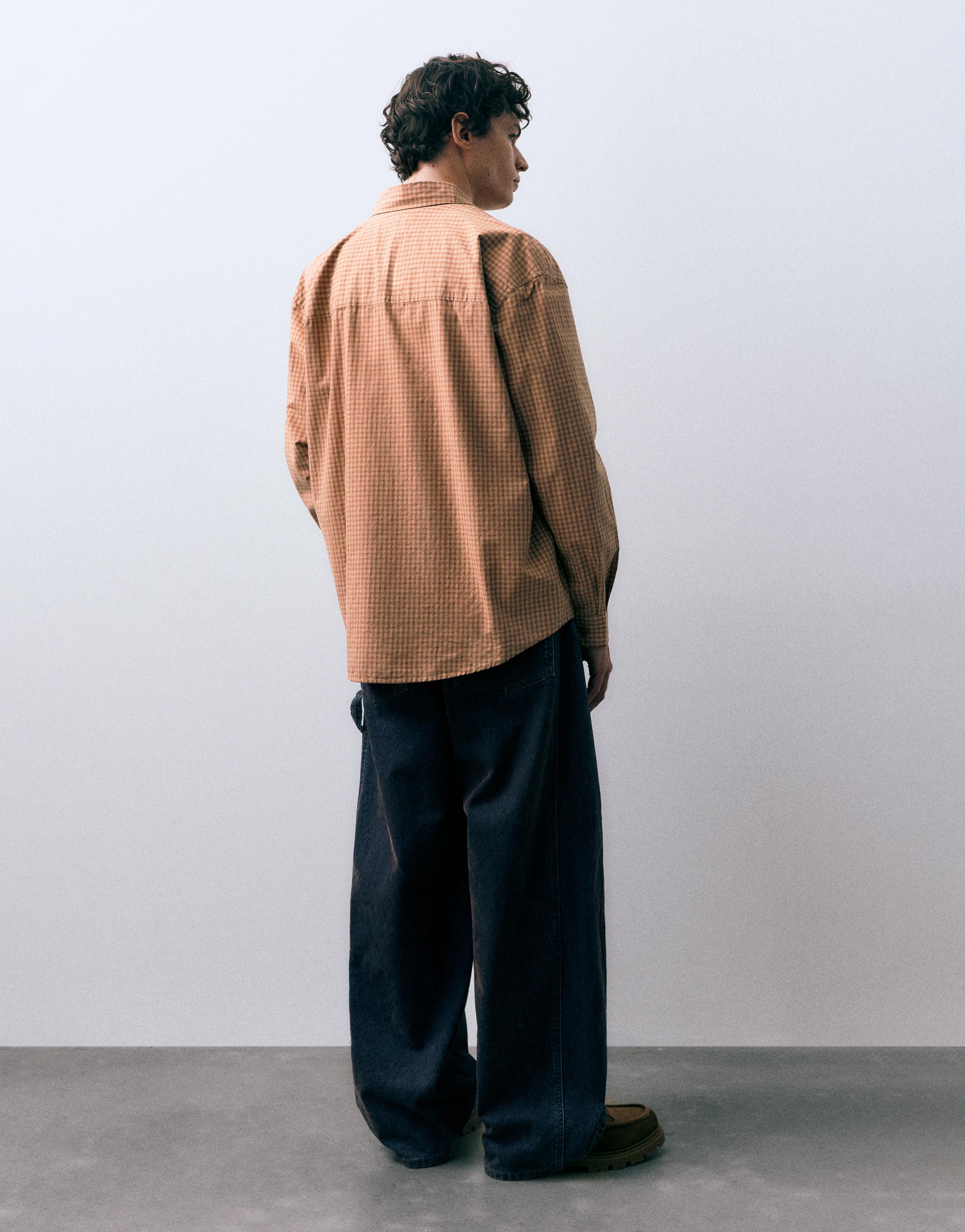 Orange check shirt — Orange
