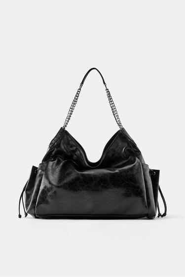Suede chain tote bag — Black 1