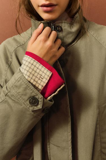 Short parka with a high neck — Dark khaki 5