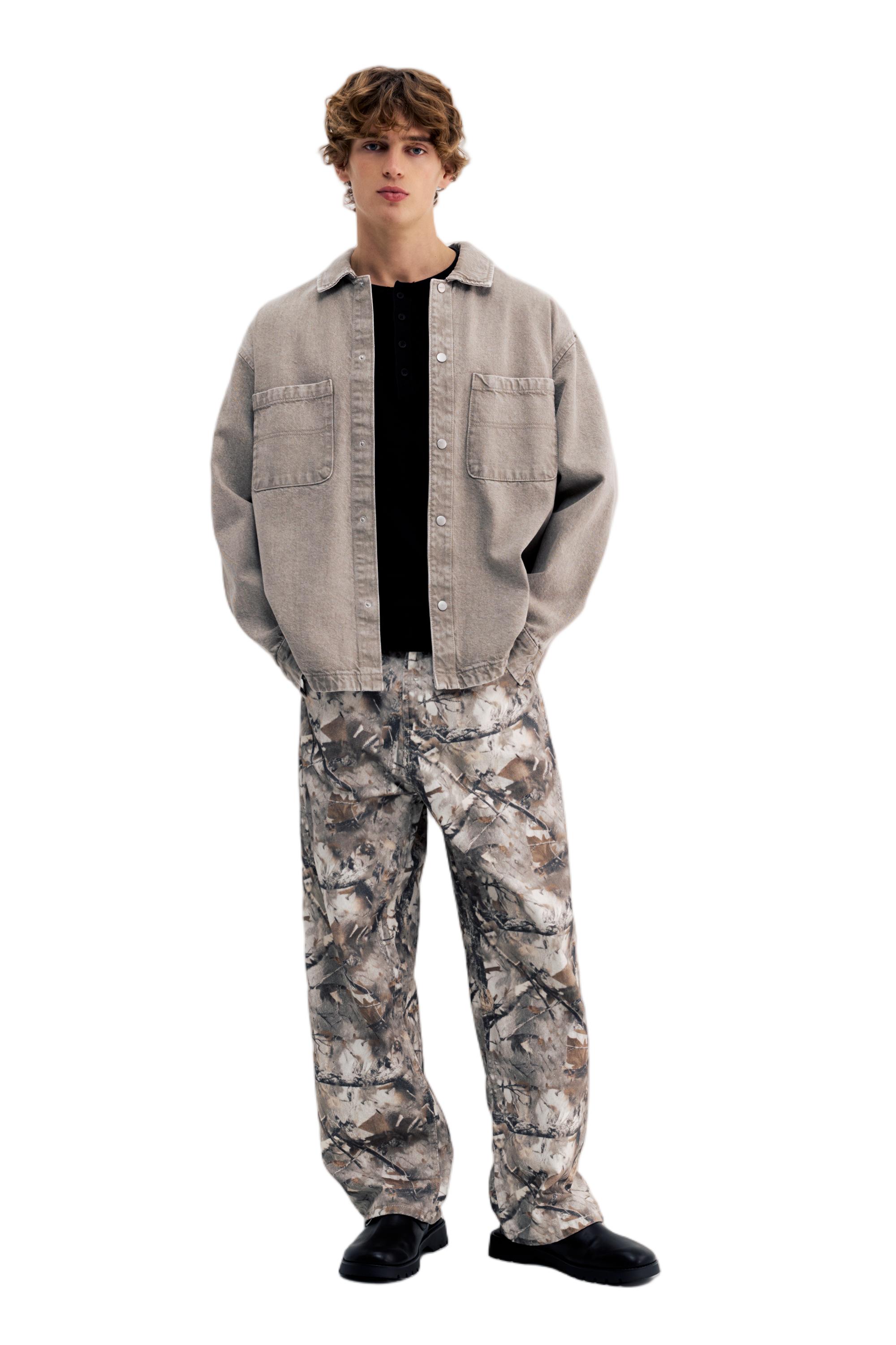 Printed trousers with pockets — Beige/Green