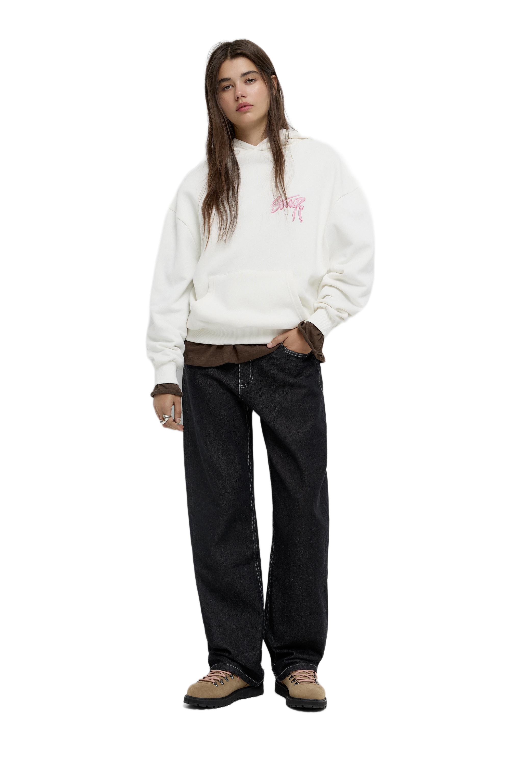 Fiyonk grafikli kapüşonlu sweatshirt - Görsel 21