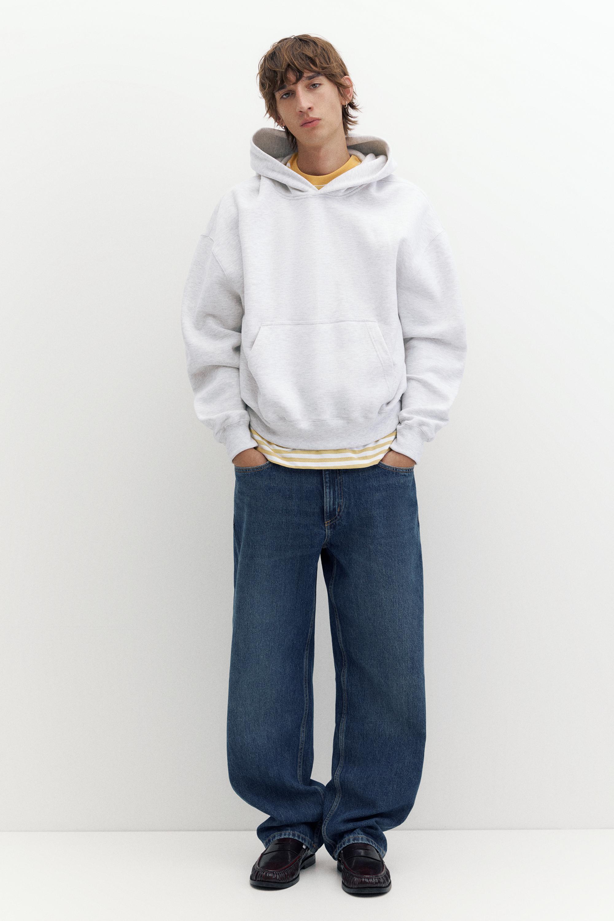 STWD boxy-fit logo hoodie — Pale marl