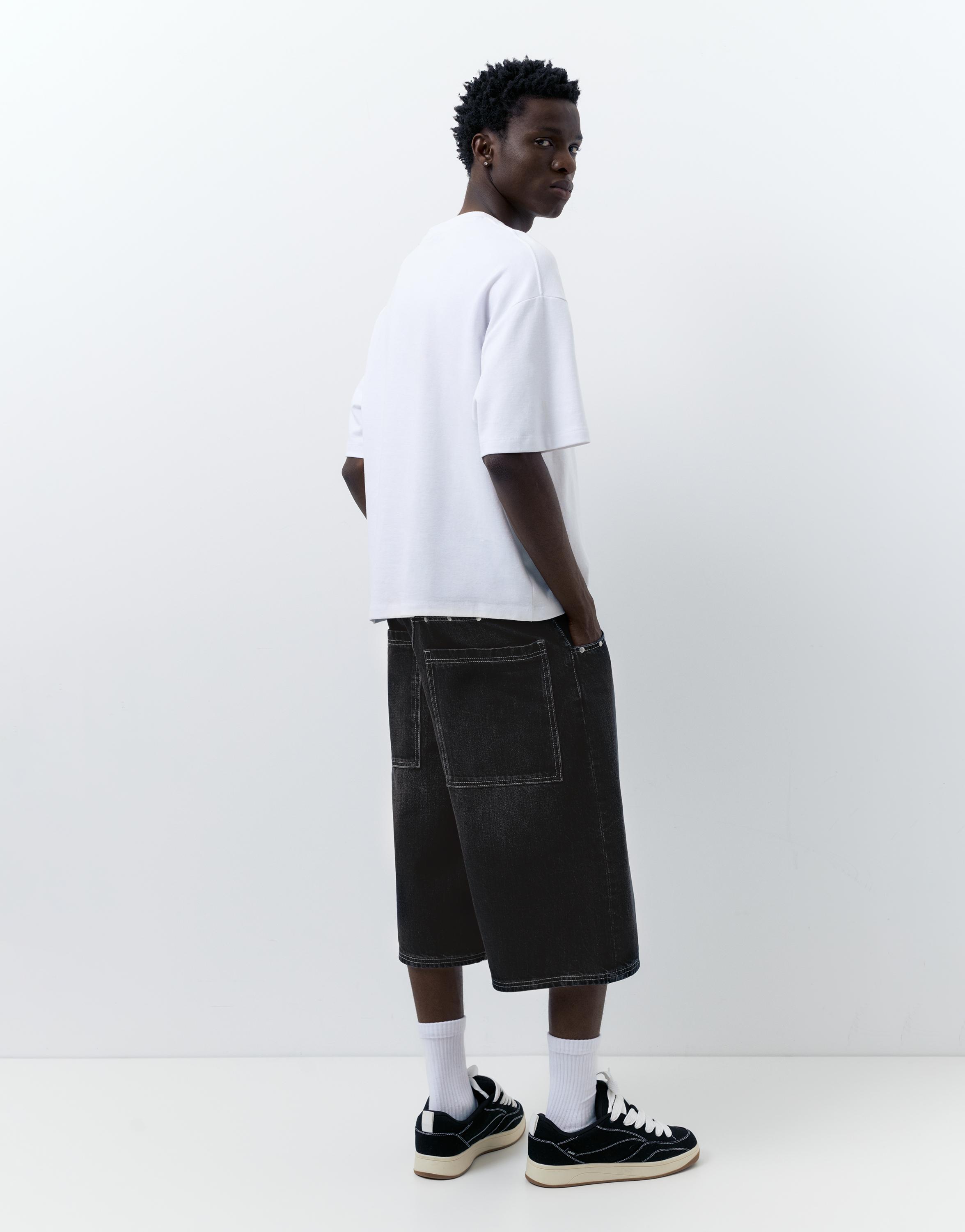 STWD studded jorts — Faded black
