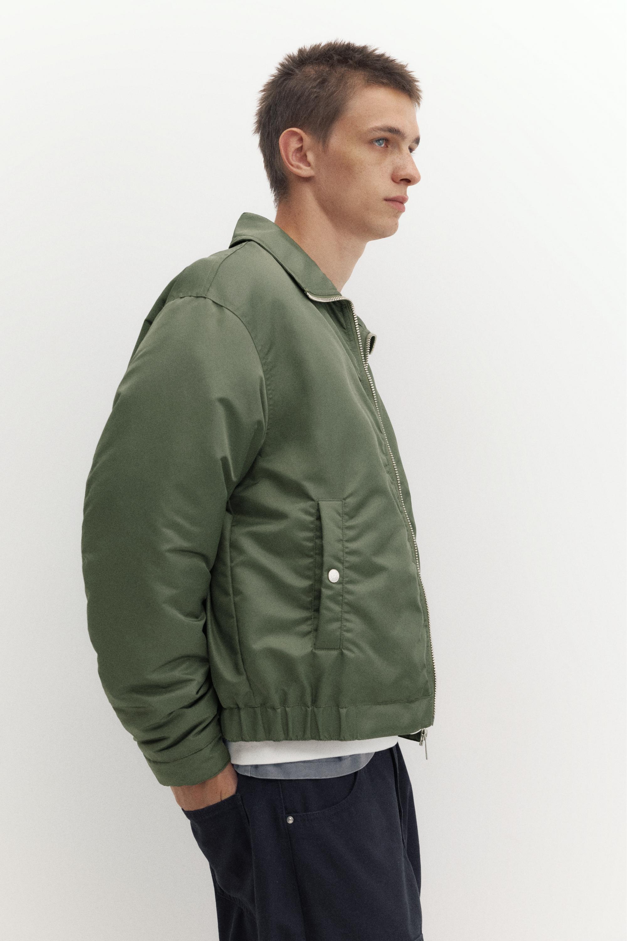 Shirt collar bomber jacket — Medium green