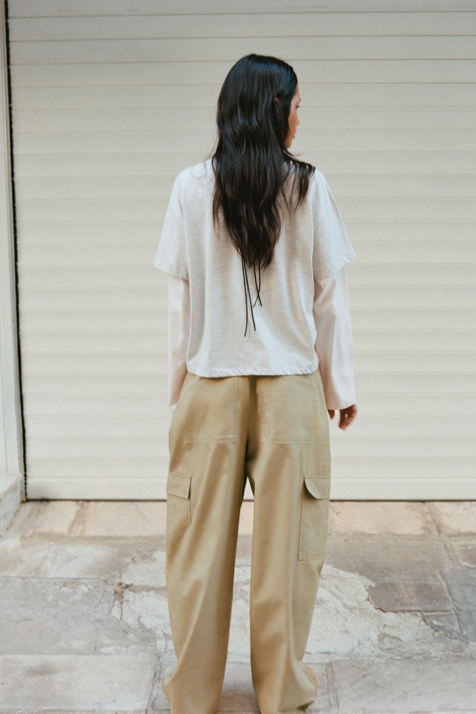 Balloon cargo trousers with belt — Dark camel