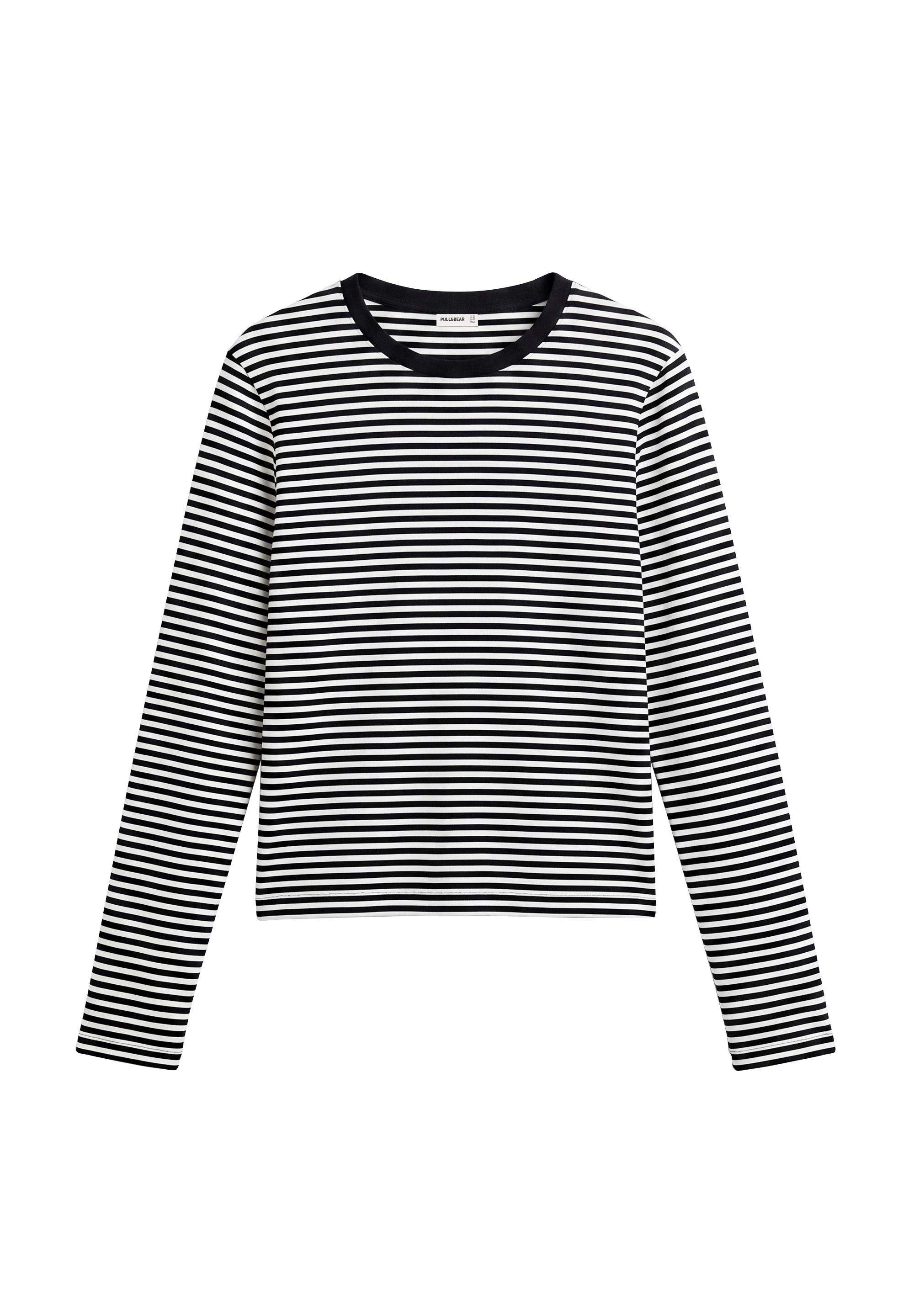 Fitted long sleeve T-shirt — Striped