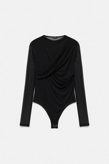 Draped tulle bodysuit — Black 5
