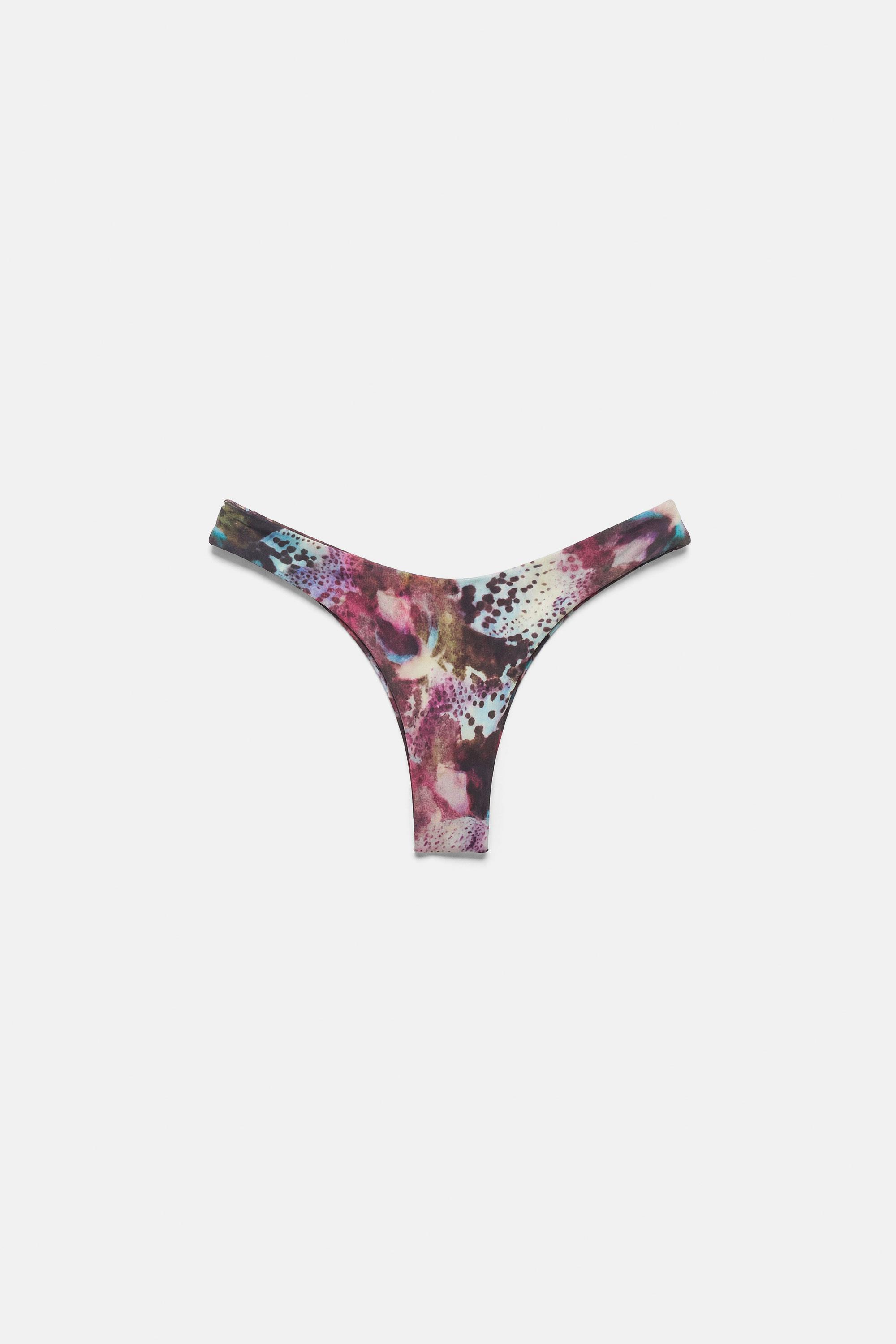 Tie-dye animal print bikini bottoms — Brown