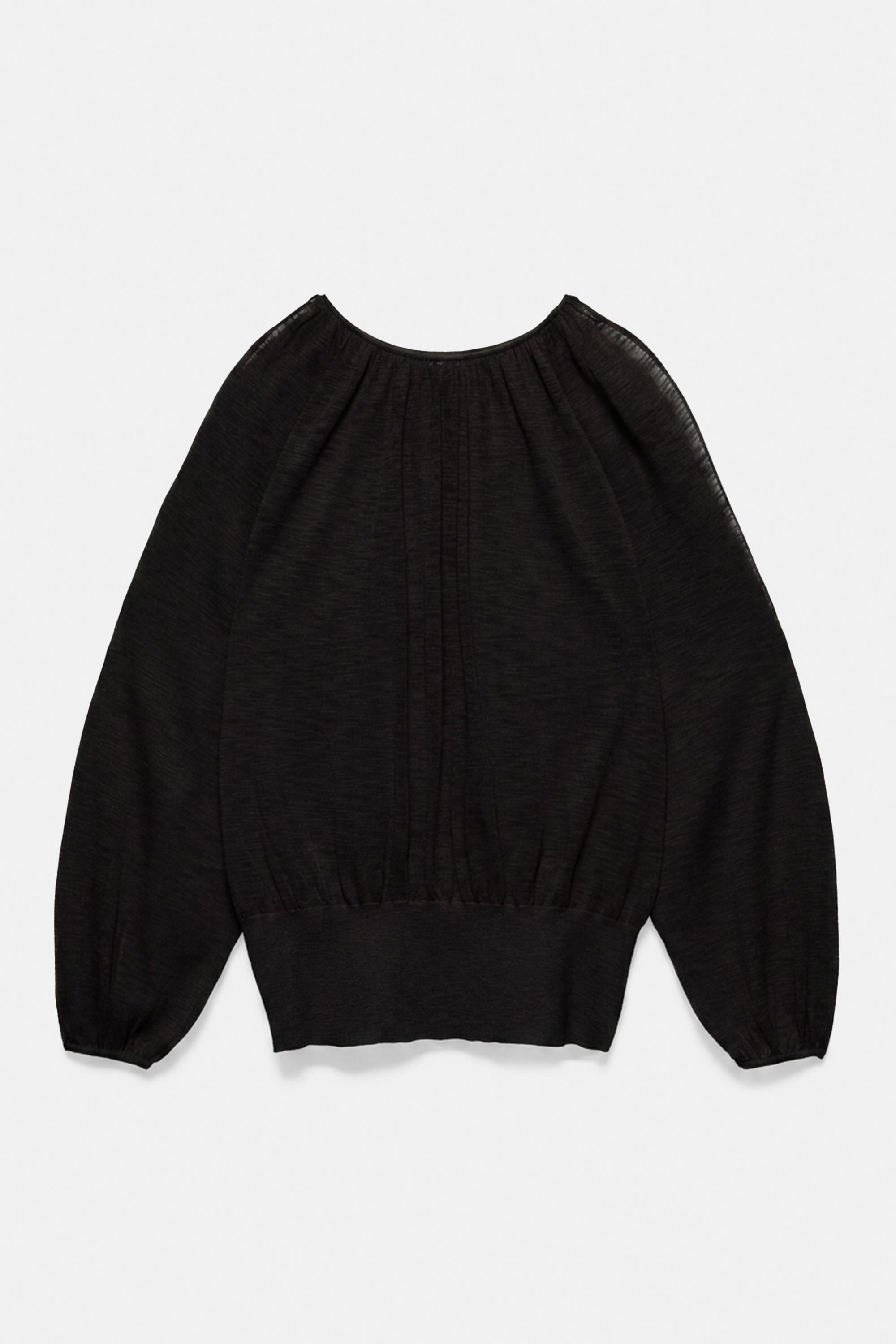 Fine knit cut-out top — Black (alternate view)
