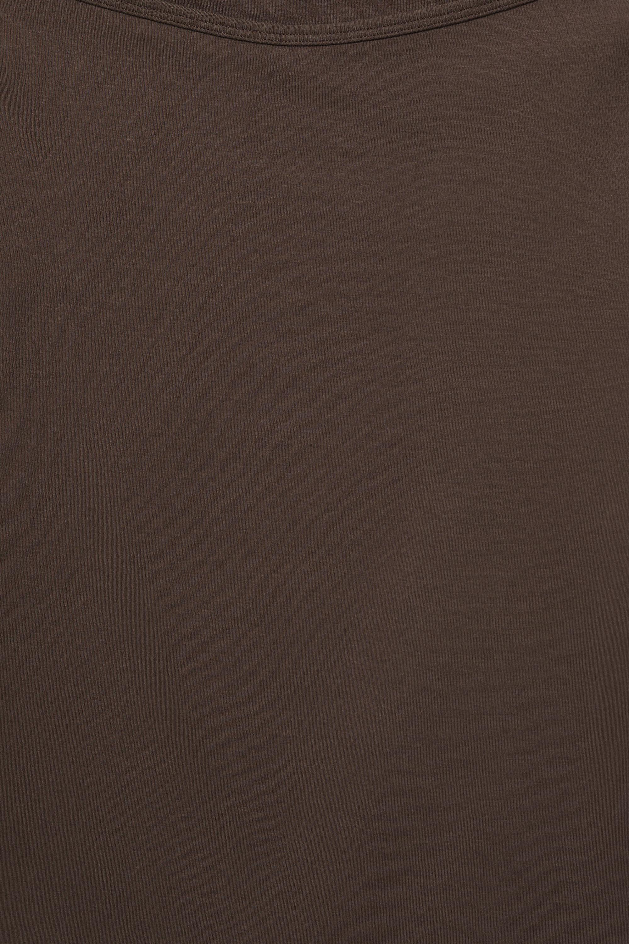 Long sleeve boat neck T-shirt — Brown