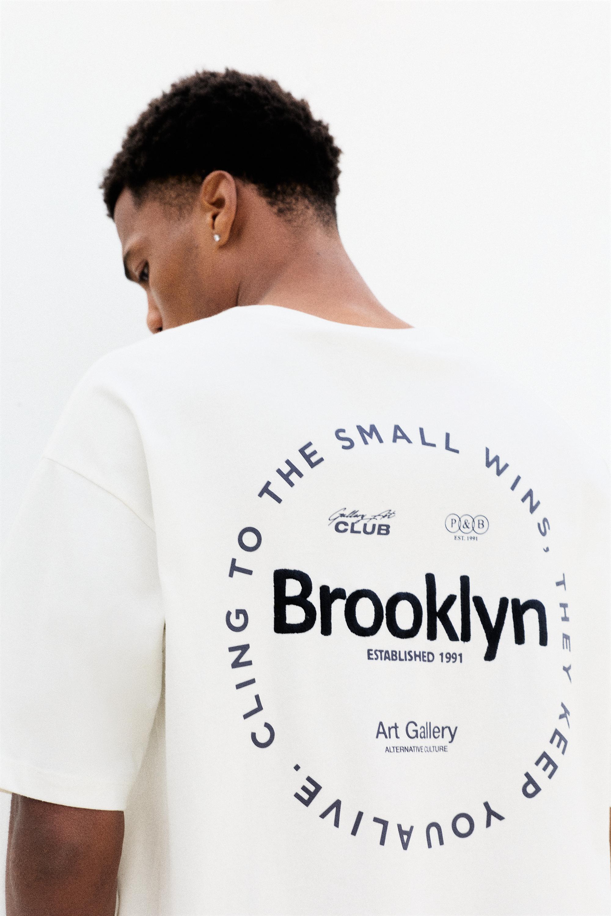 Brooklyn grafik baskılı relaxed tişört - Görsel 7