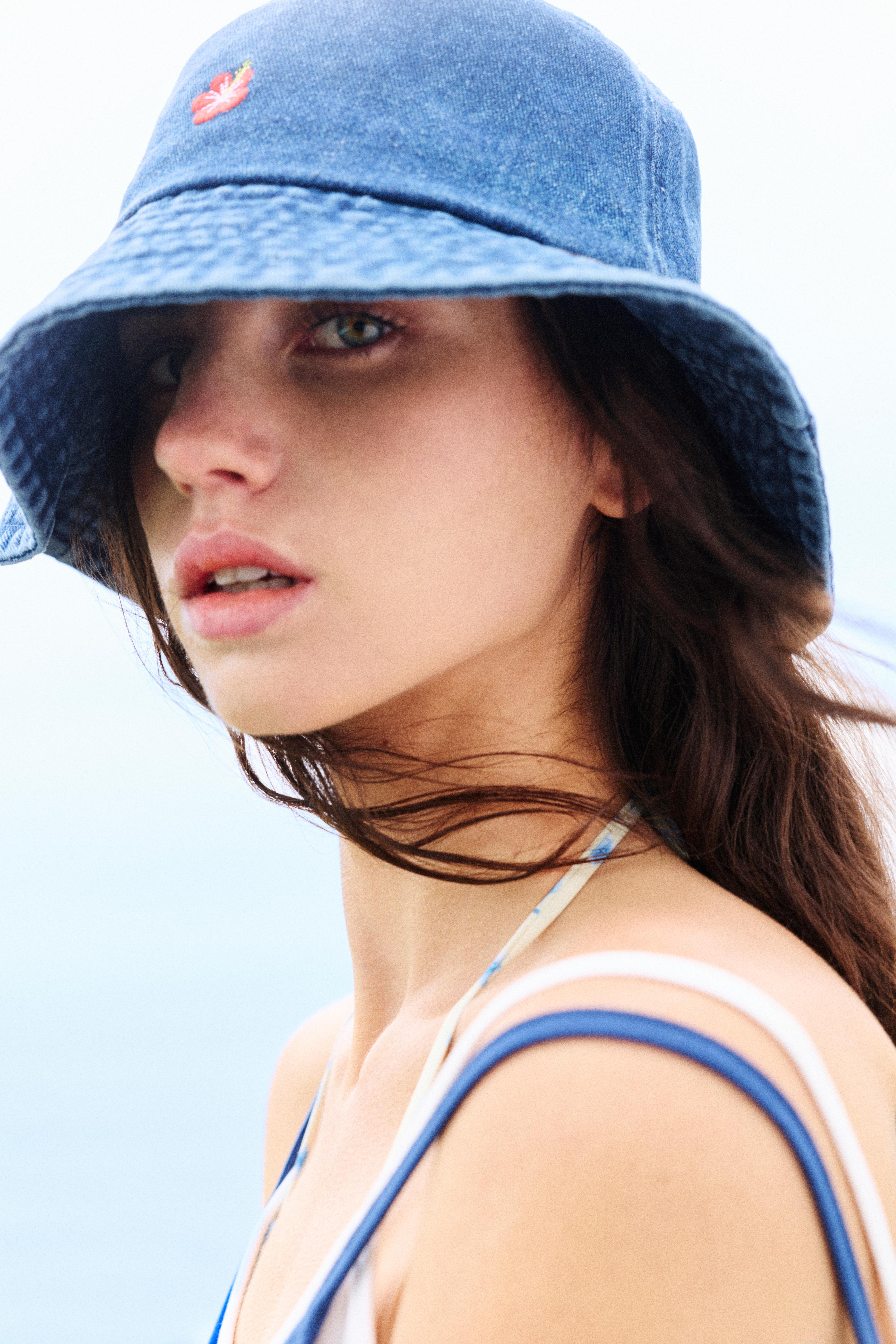 İşlemeli denim bucket şapka - Görsel 8