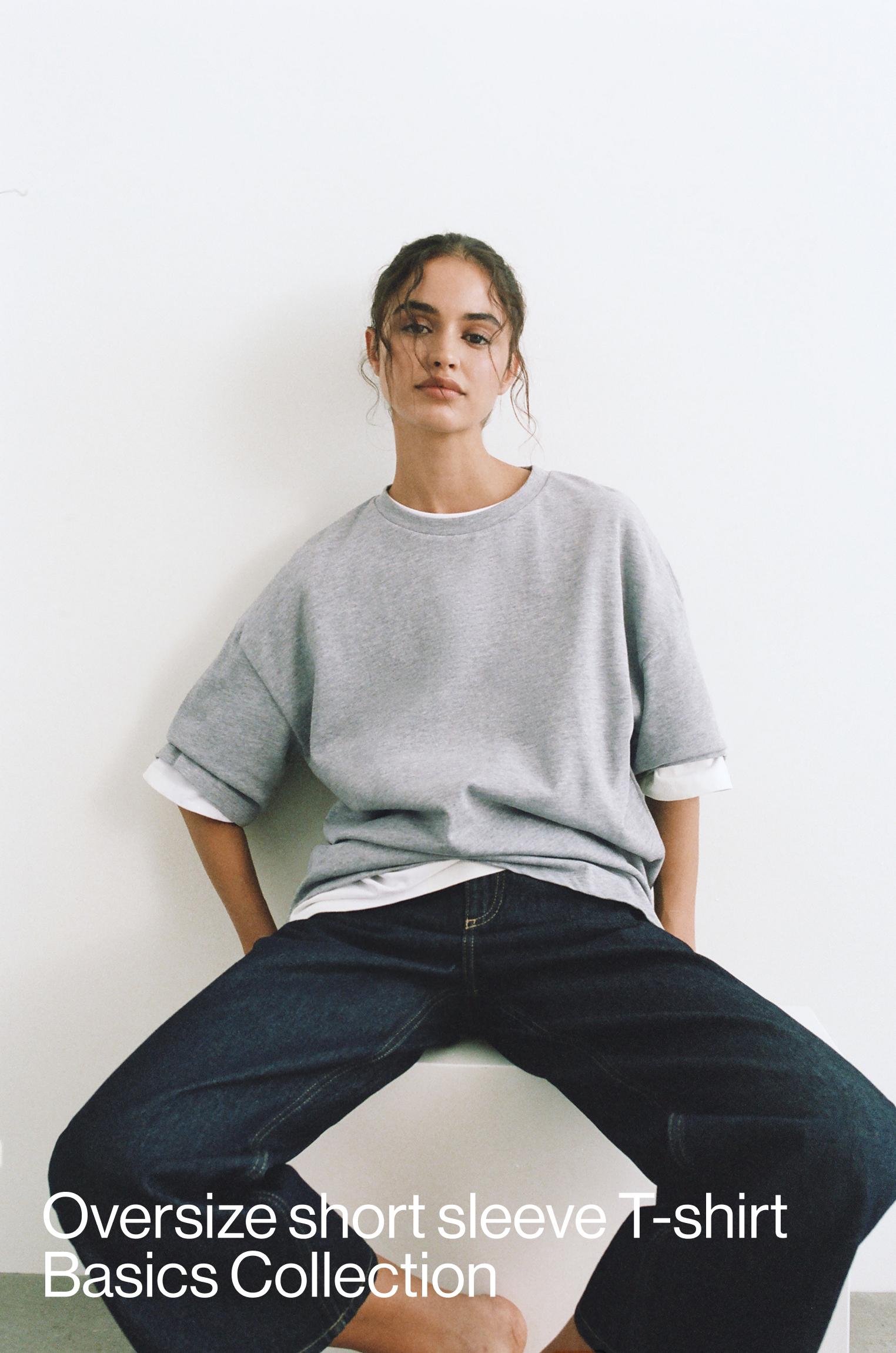 Oversize short sleeve T-shirt — Grey marl