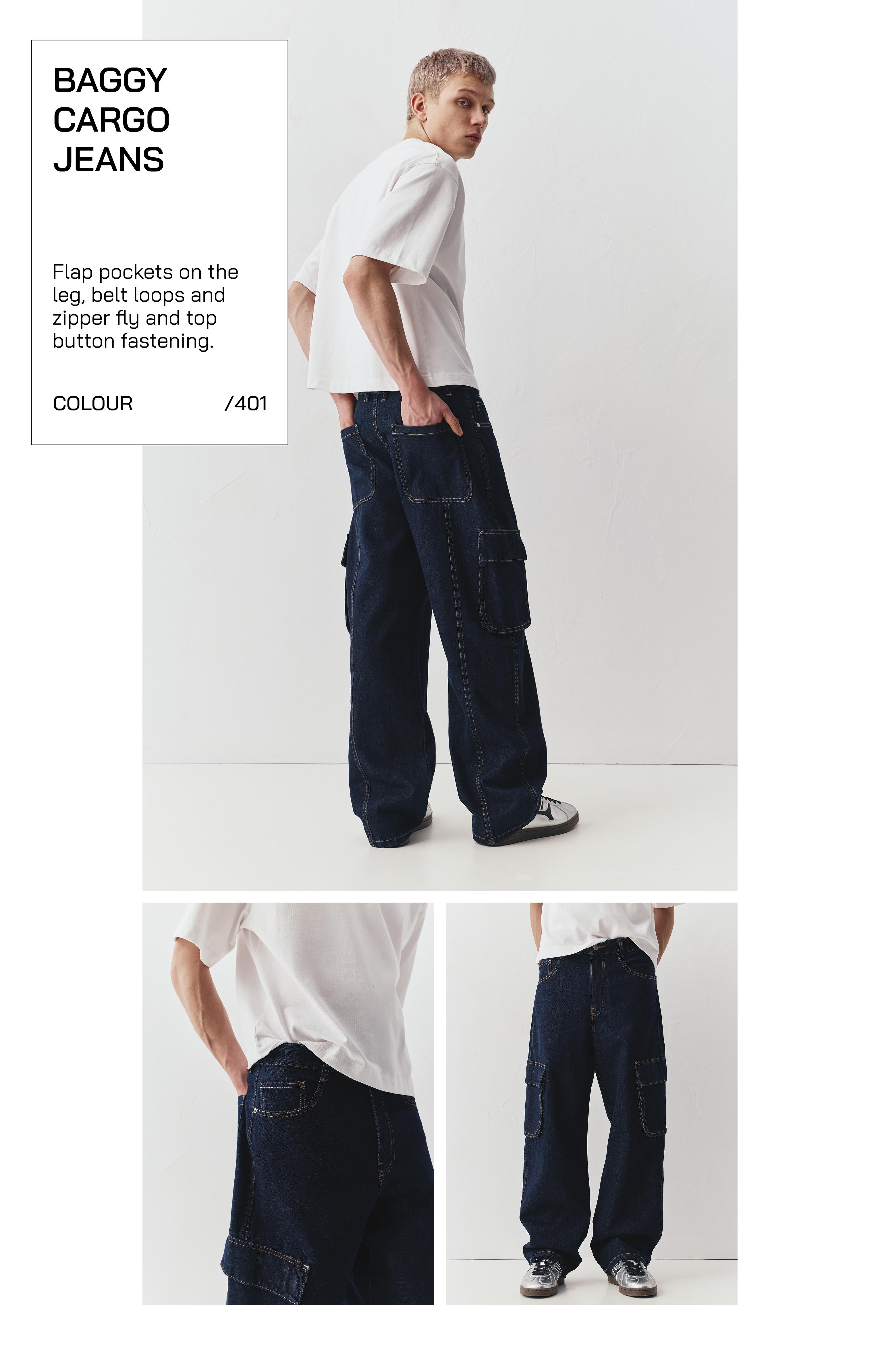 Baggy cargo jeans — Navy