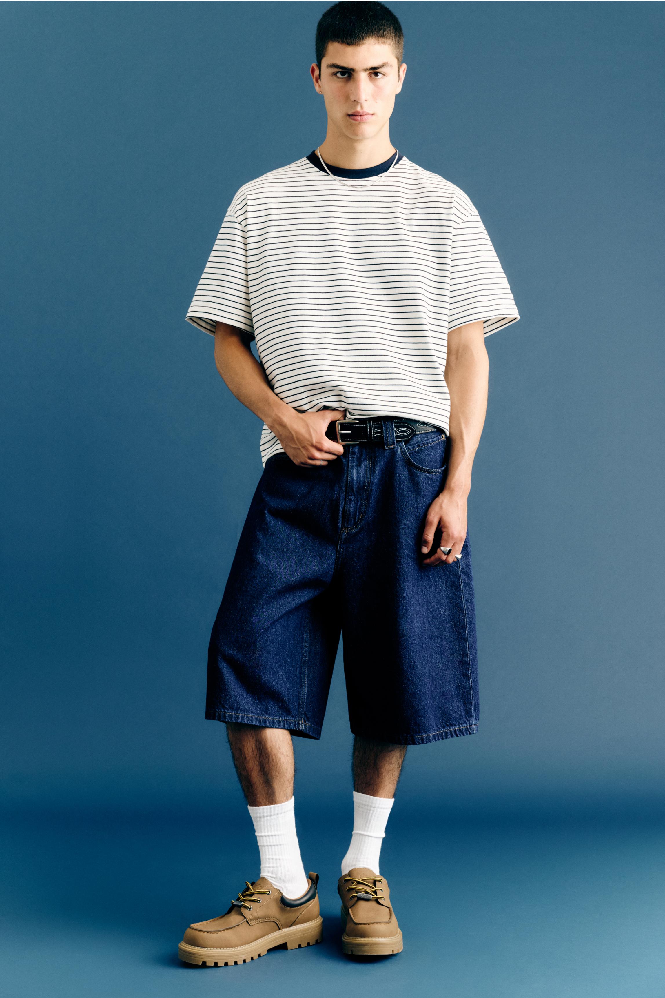 Skater denim Bermuda shorts — Navy