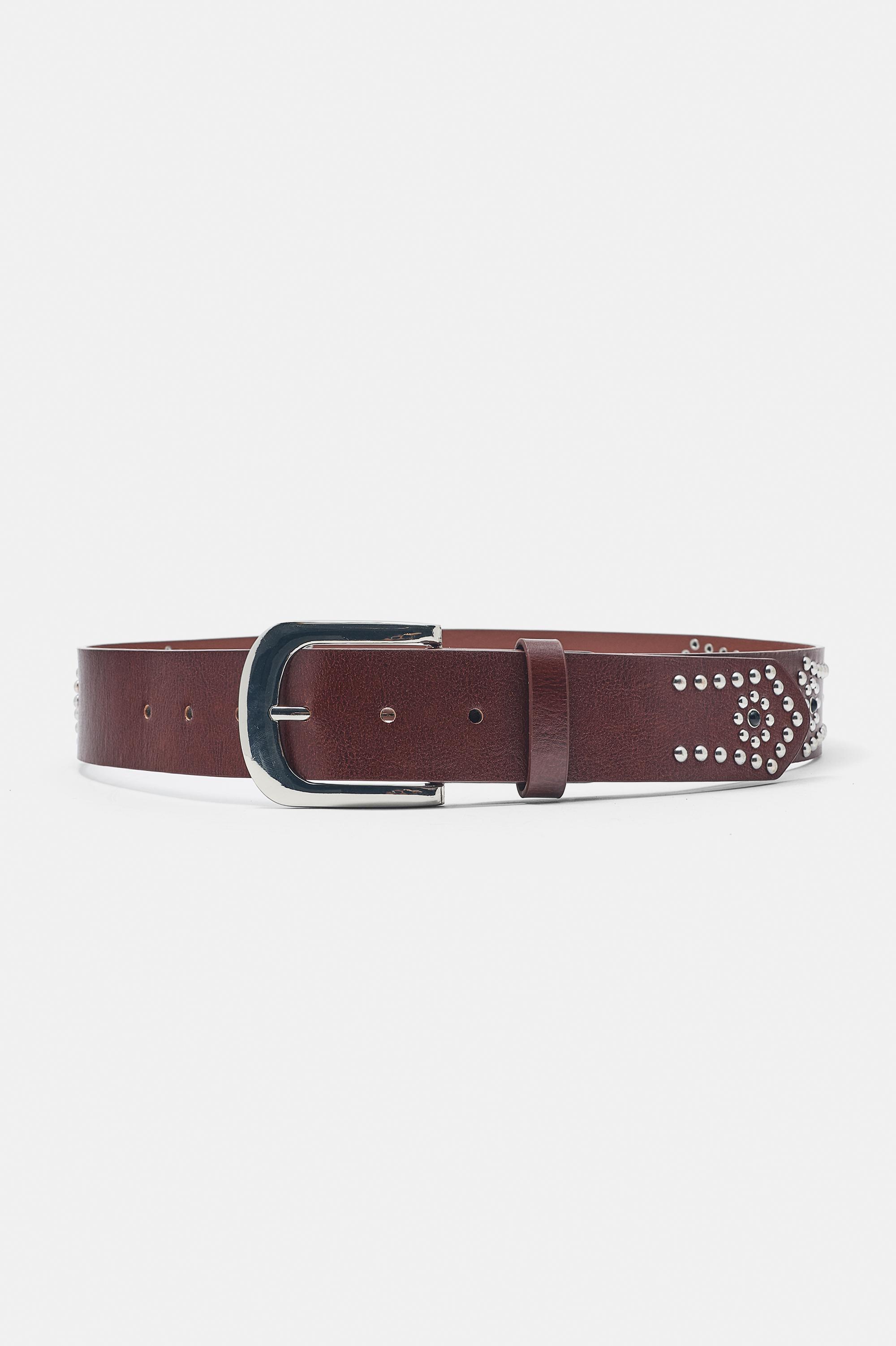 Studded belt — Brown