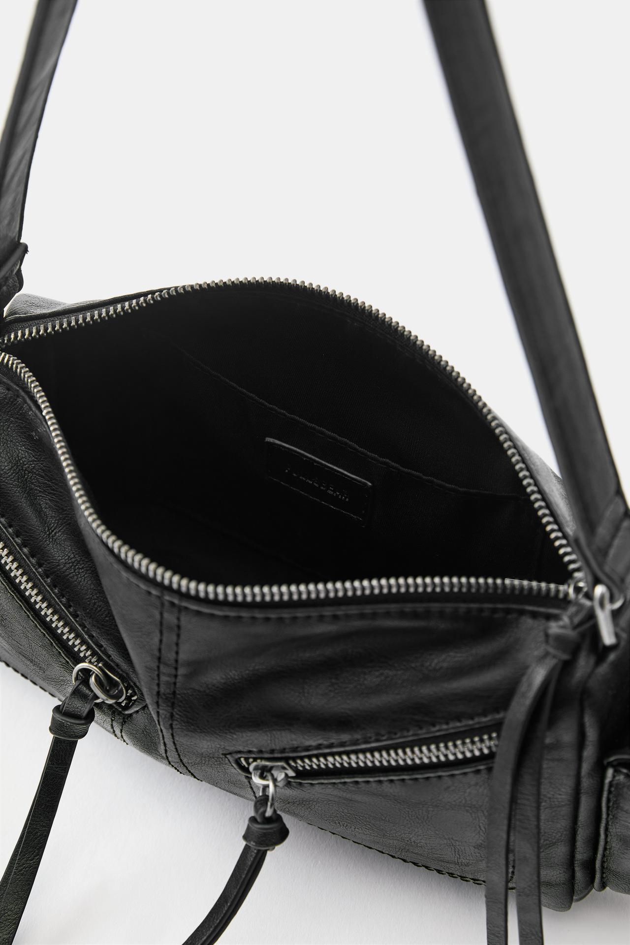 Multipocket shoulder bag with zips — Black